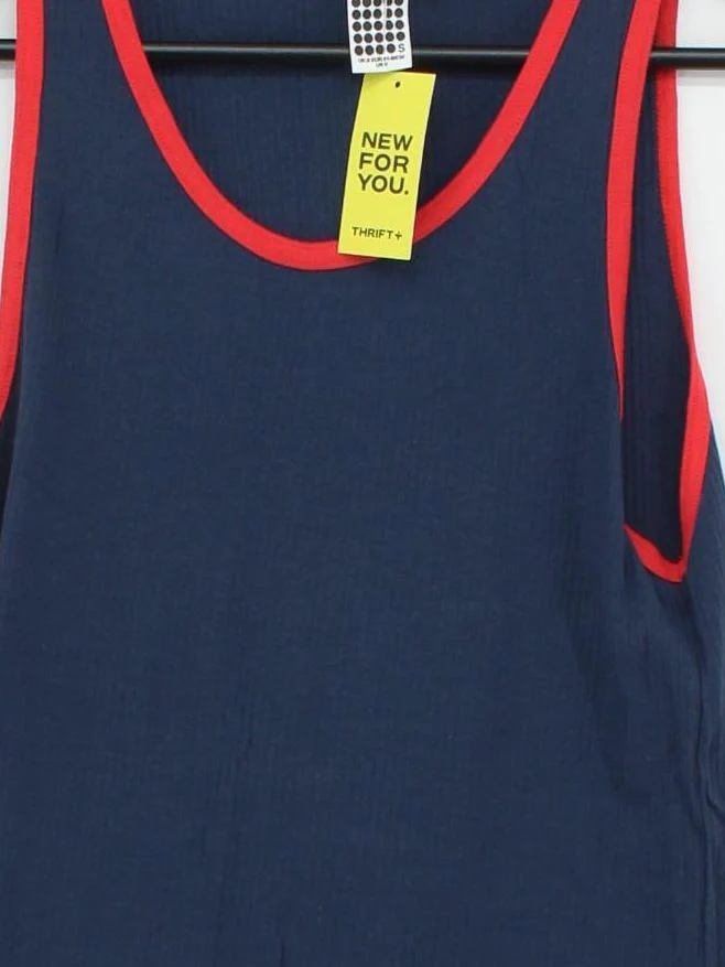 Topman Men's T-Shirt S Blue 100% Cotton Sleeveless Round Neck Basic - Image 3