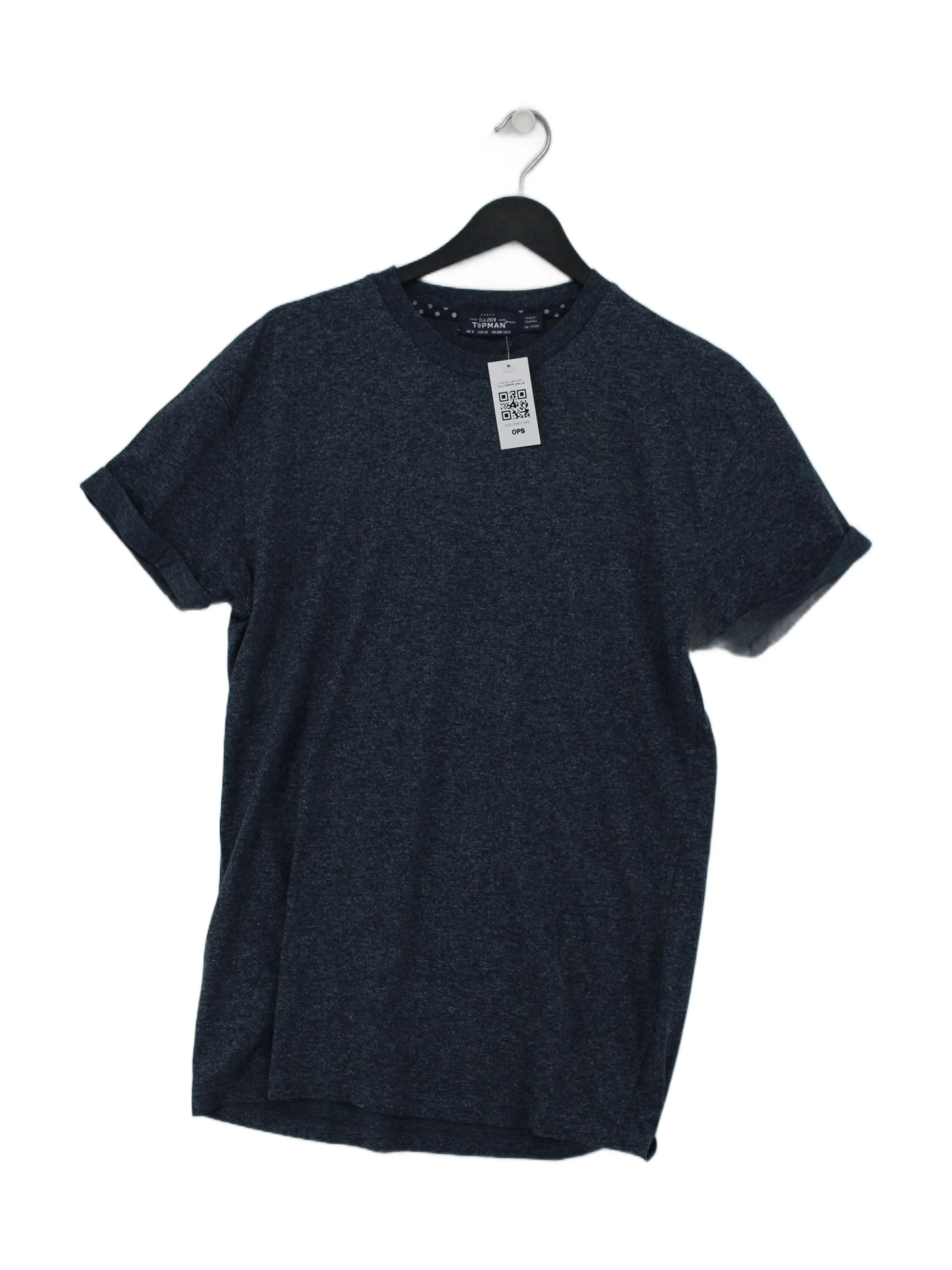 Topman Men's T-Shirt S Blue Cotton with Polyester Basic