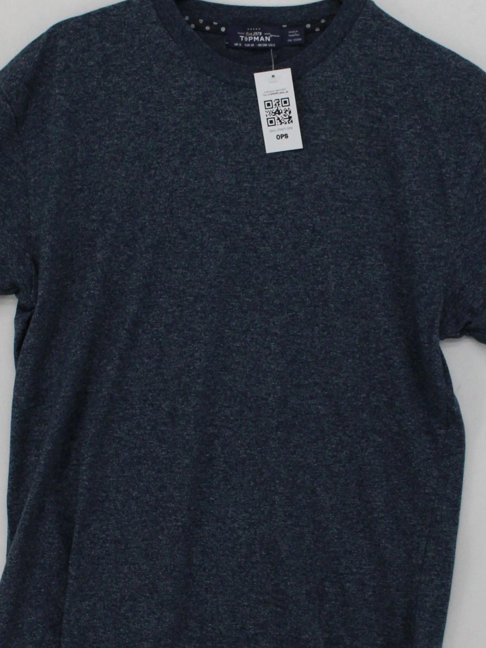 Topman Men's T-Shirt S Blue Cotton with Polyester Basic - Image 3
