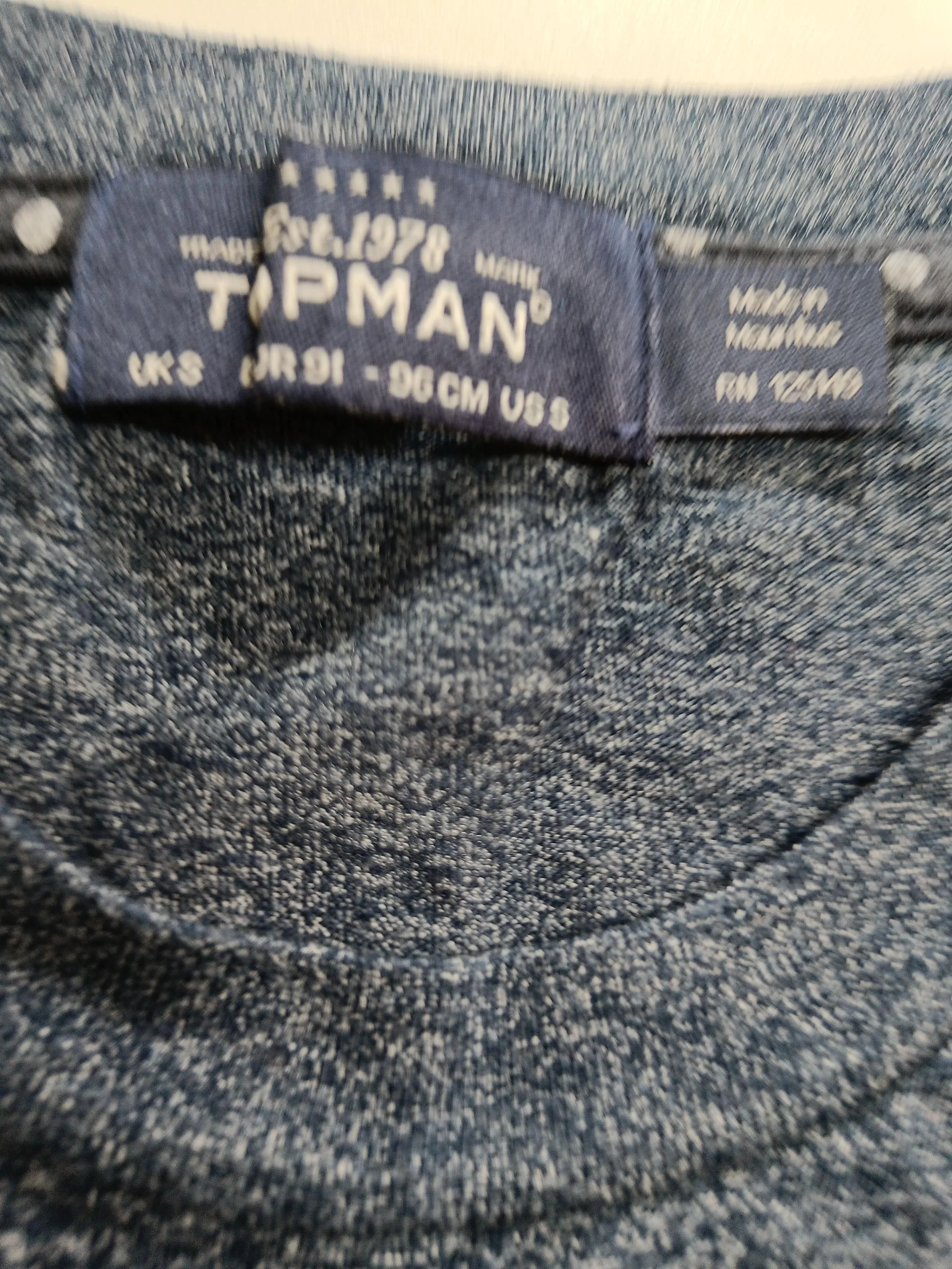 Topman Men's T-Shirt S Blue Cotton with Polyester Basic - Image 5