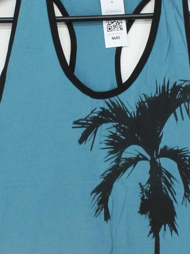 Topman Men's T-Shirt S Blue Graphic 100% Cotton Sleeveless Round Neck Basic - Image 3