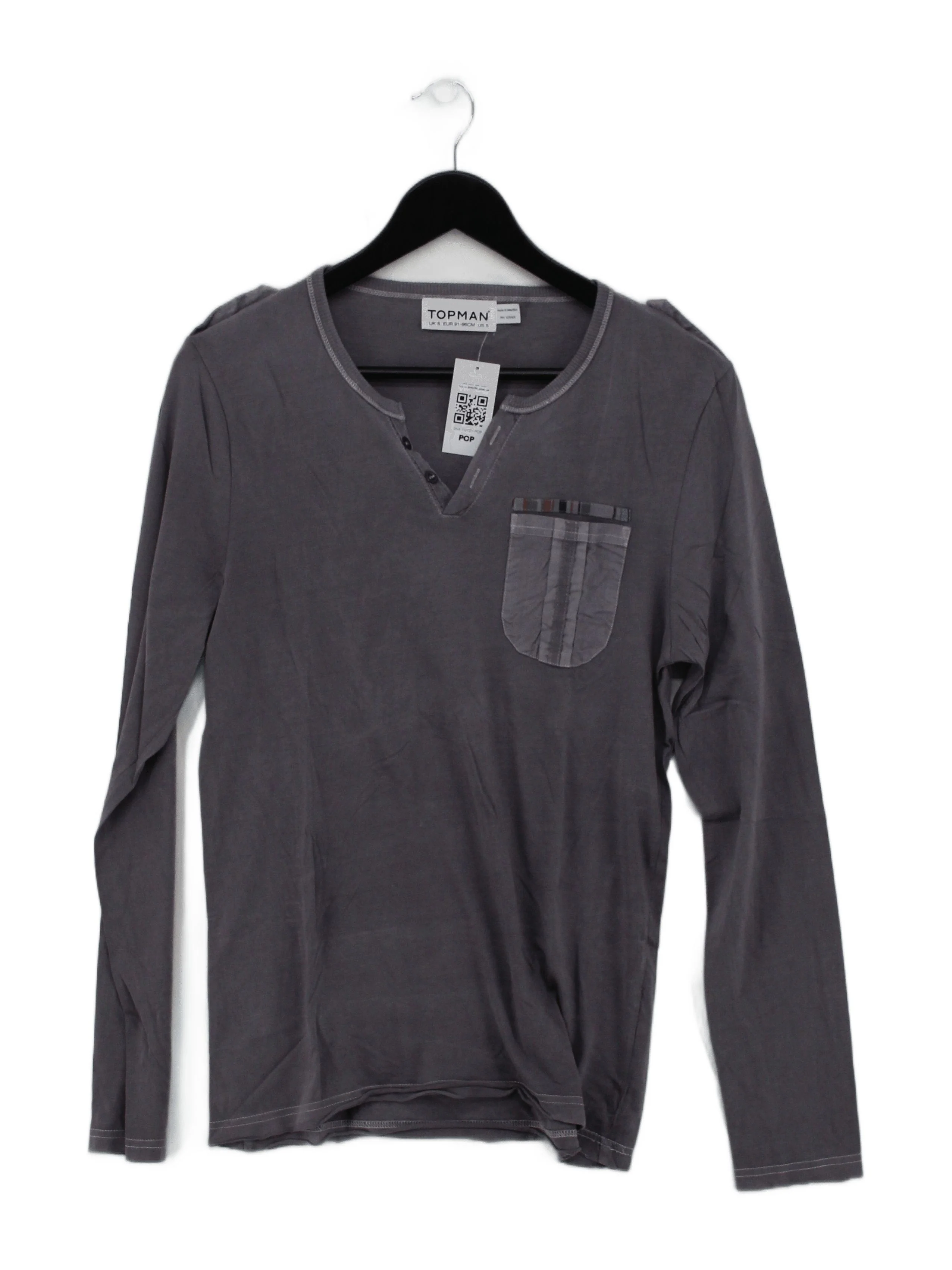 Topman Men's T-Shirt S Grey 100% Cotton Basic