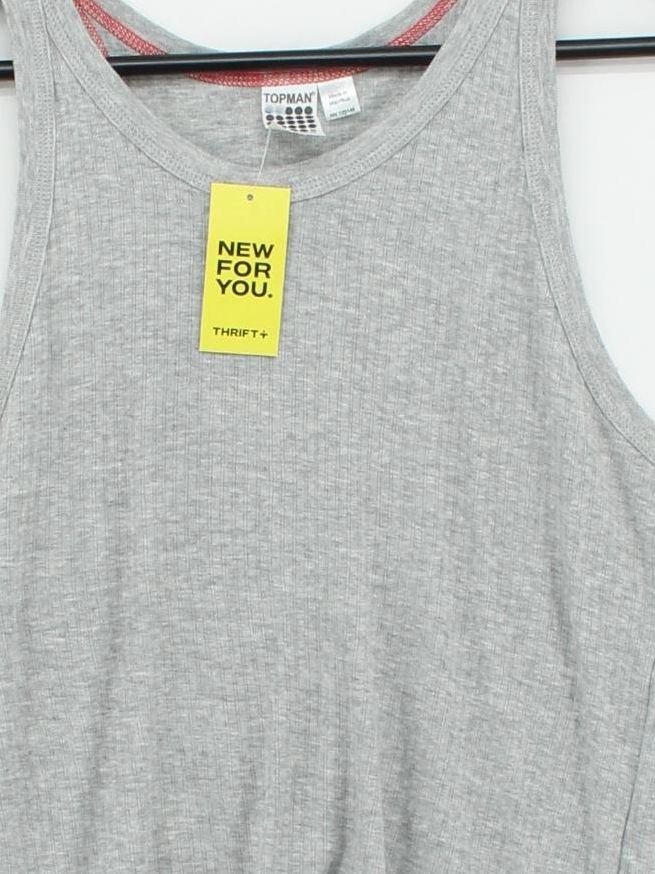 Topman Men's T-Shirt S Grey Cotton with Viscose Basic - Image 3