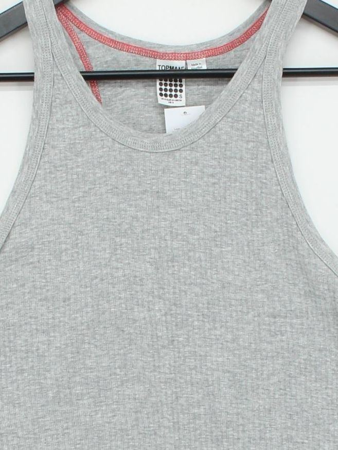 Topman Men's T-Shirt S Grey Cotton with Viscose Sleeveless Round Neck Basic - Image 3