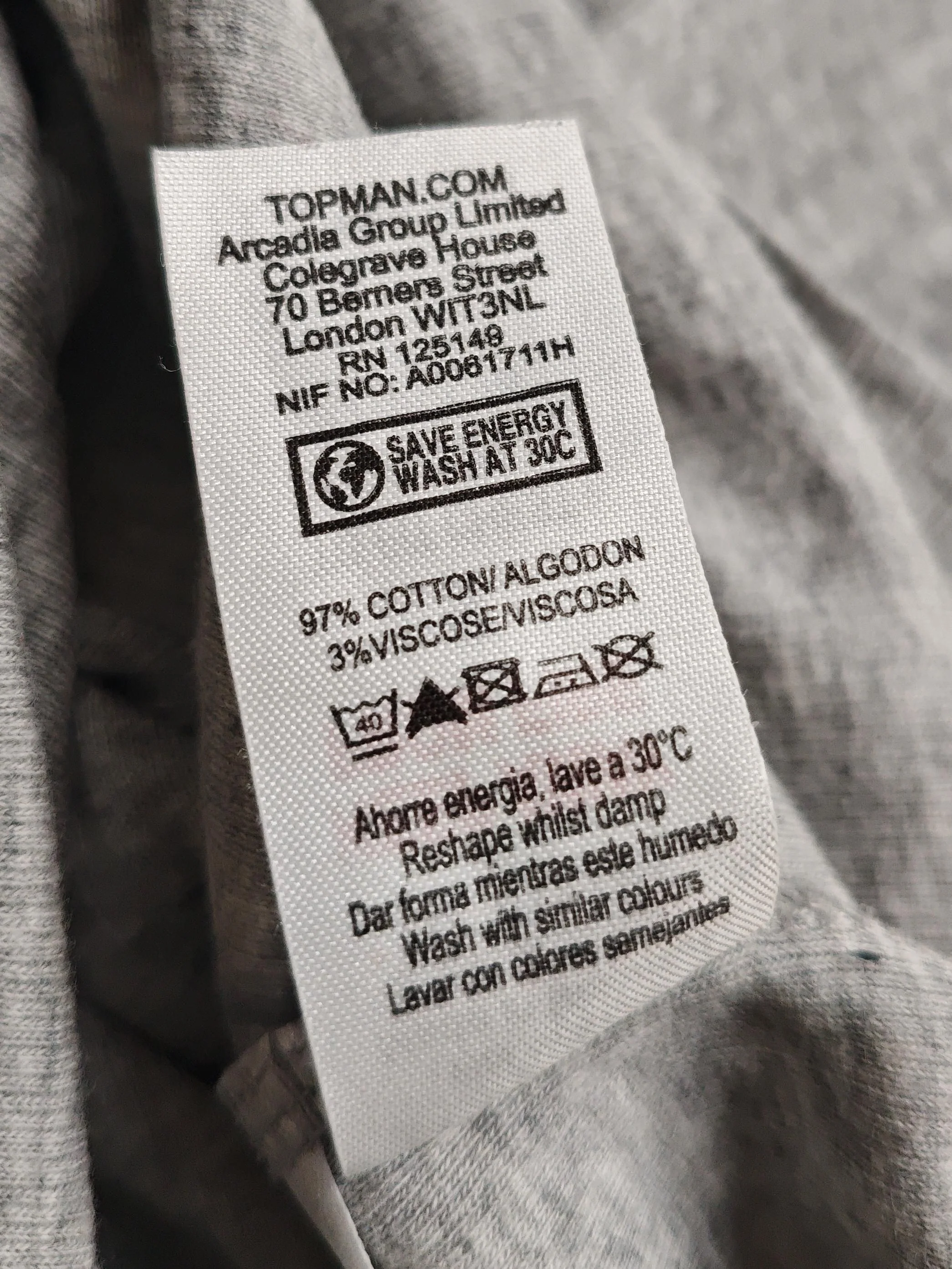 Topman Men's T-Shirt S Grey Cotton with Viscose Sleeveless Round Neck Basic - Image 6