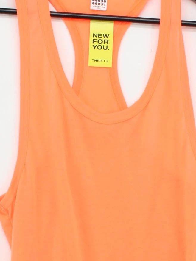 Topman Men's T-Shirt S Orange 100% Polyester Sleeveless Round Neck Basic - Image 3