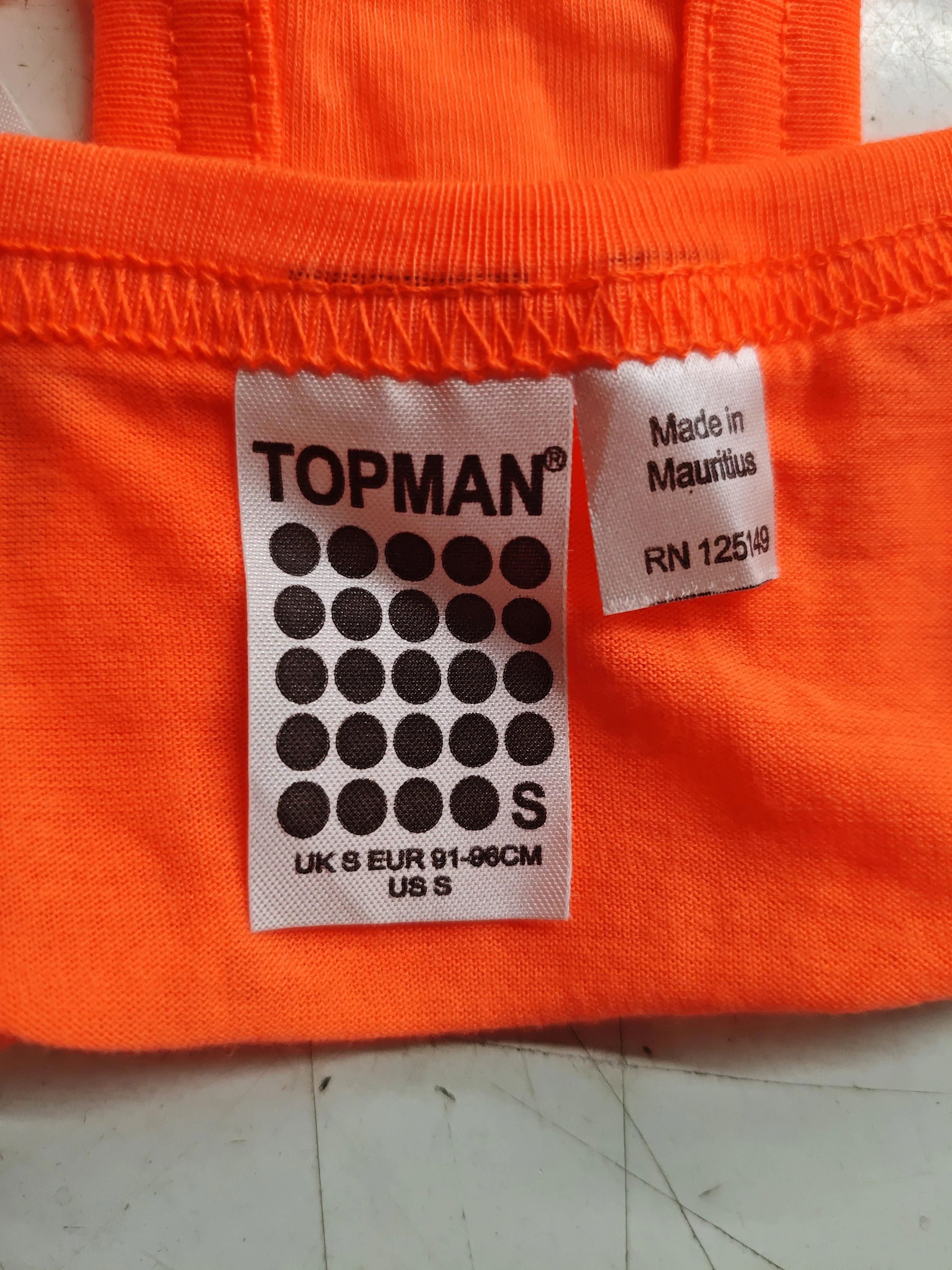 Topman Men's T-Shirt S Orange 100% Polyester Sleeveless Round Neck Basic - Image 5