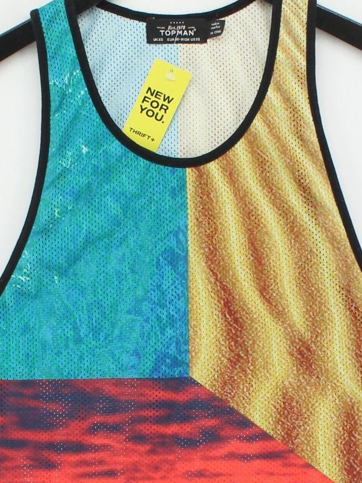 Topman Men's T-Shirt XS Multi Polyester with Cotton Sleeveless Round Neck Basic - Image 3