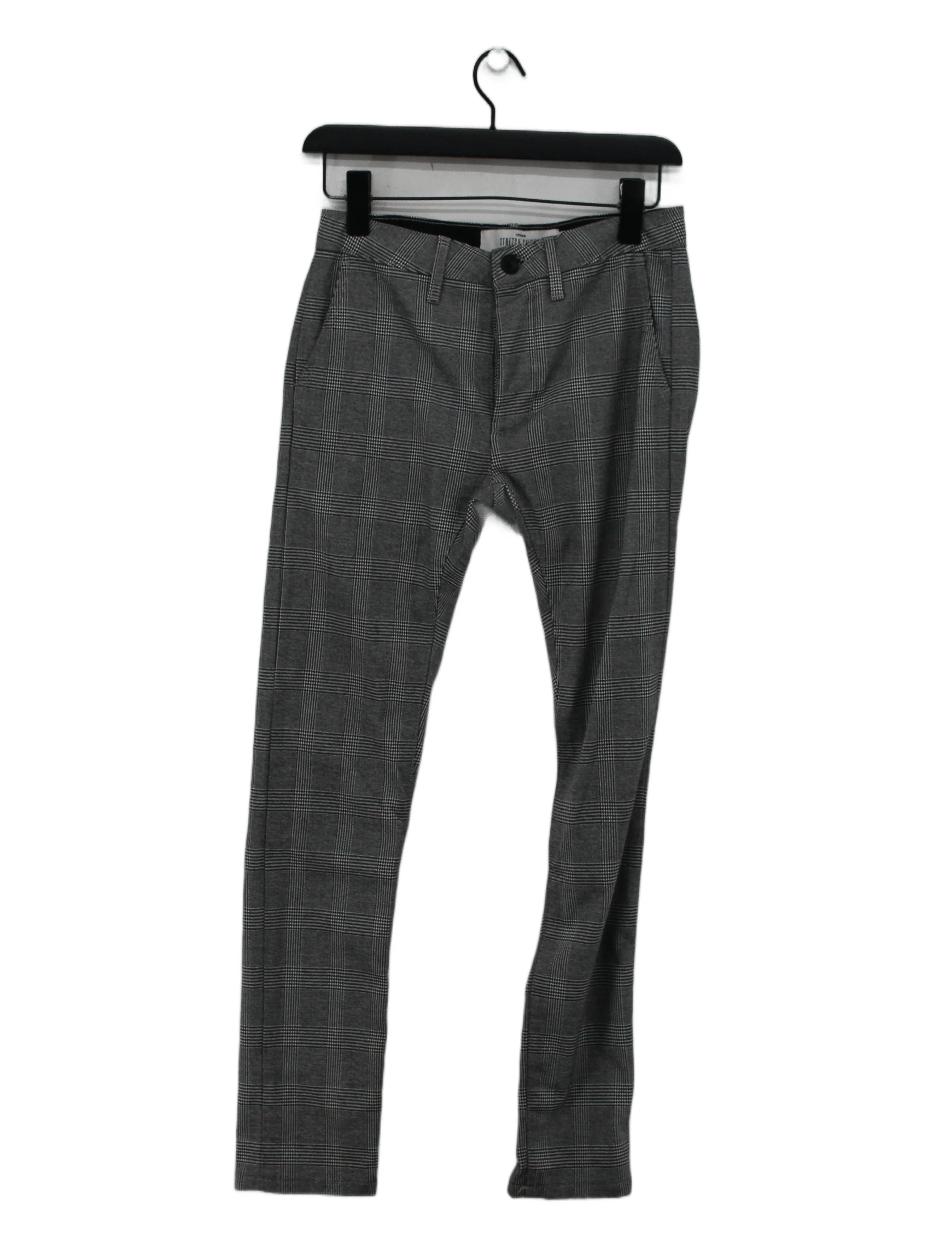Topman Men's Trousers W 28 in Grey Polyester with Viscose, Elastane Chino