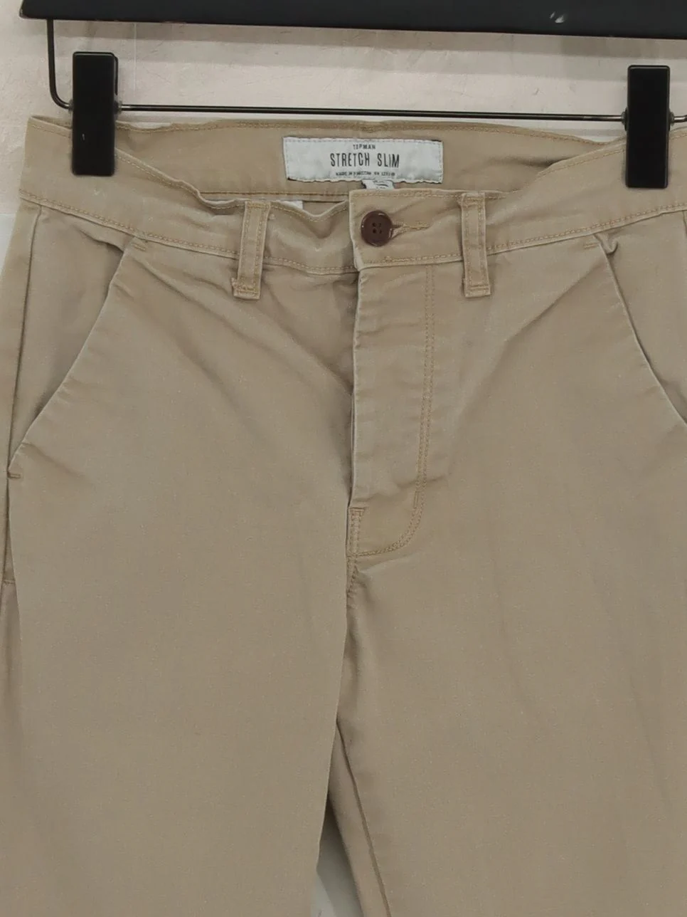 Topman Men's Trousers W 28 in; L 30 in Tan Cotton with Elastane Straight Chino - Image 3