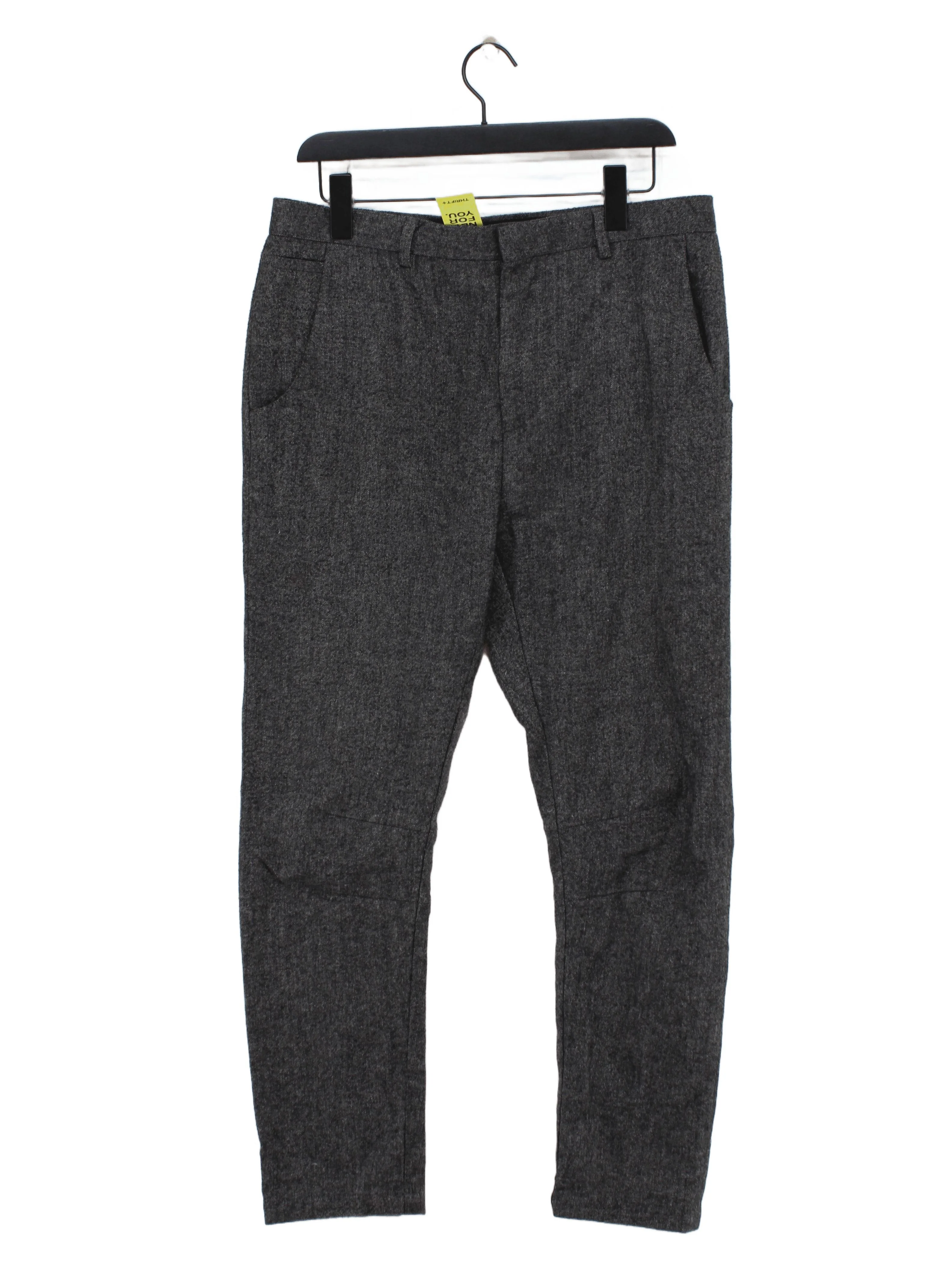 Topman Men's Trousers W 32 in Grey Polyester with Wool Straight Chino