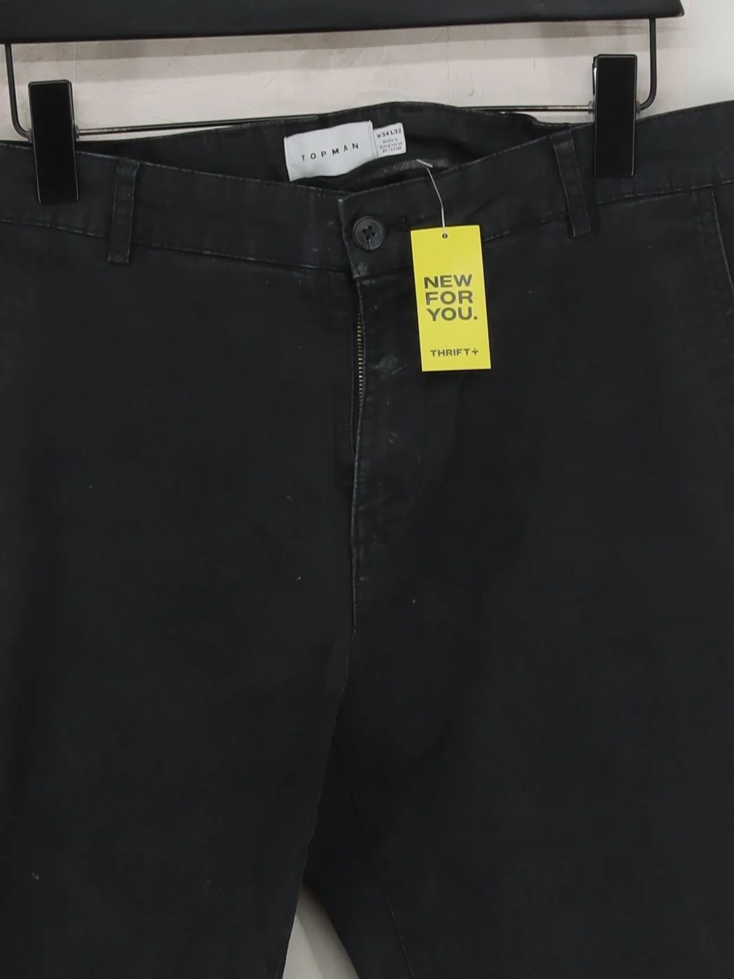 Topman Men's Trousers W 34 in Black Cotton with Elastane, Polyester Chino - Image 3
