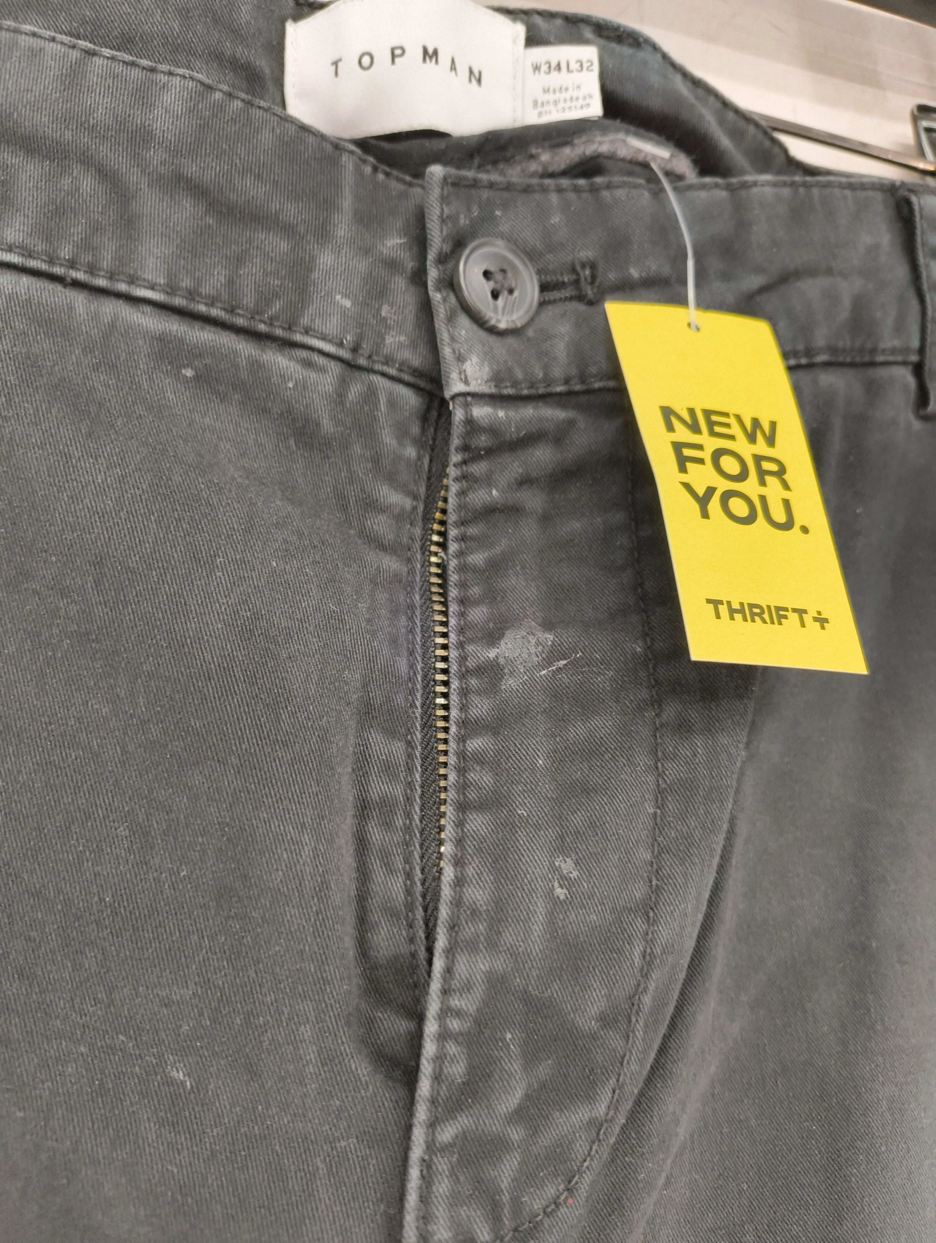 Topman Men's Trousers W 34 in Black Cotton with Elastane, Polyester Chino - Image 5