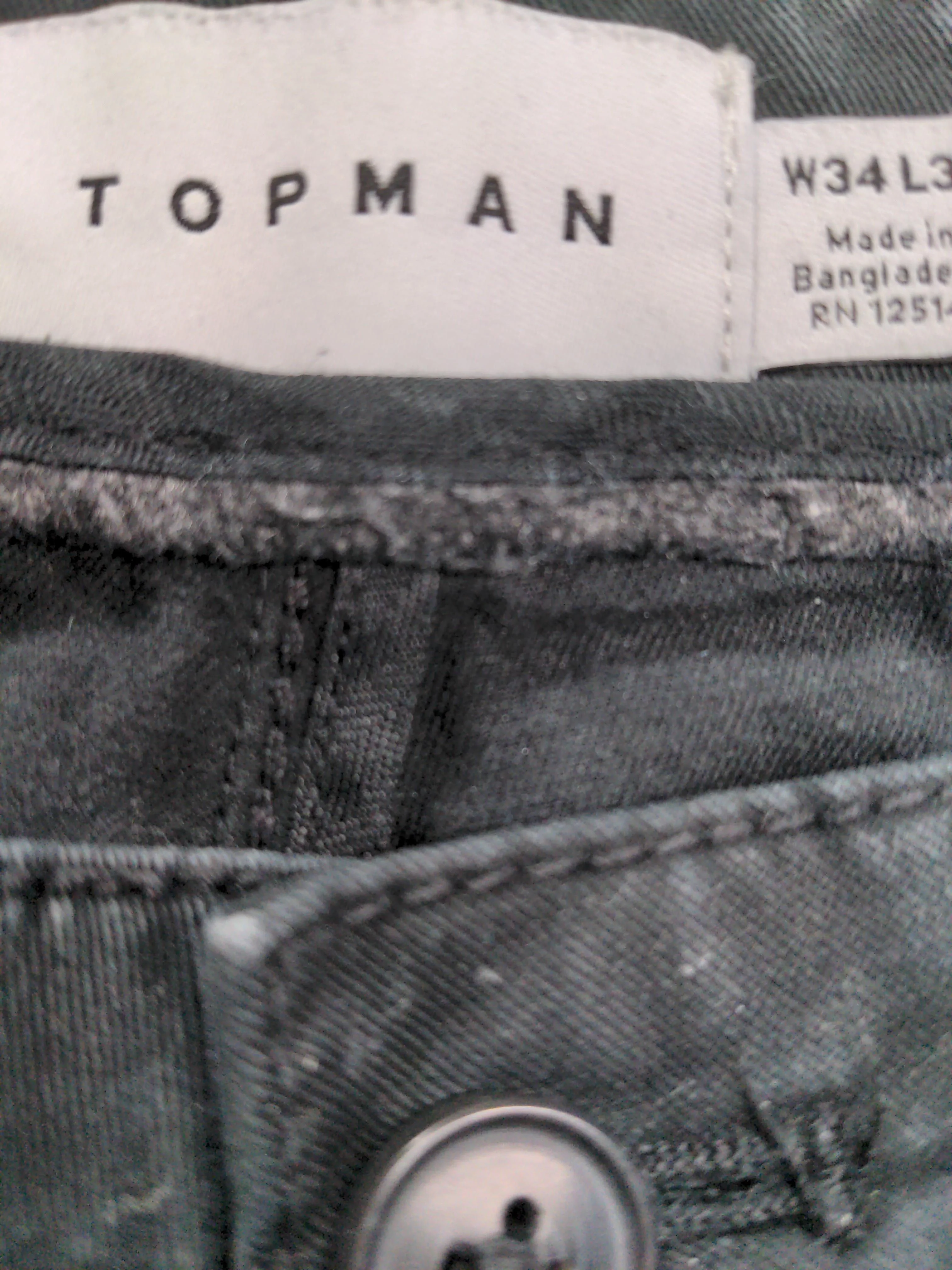 Topman Men's Trousers W 34 in Black Cotton with Elastane, Polyester Chino - Image 7