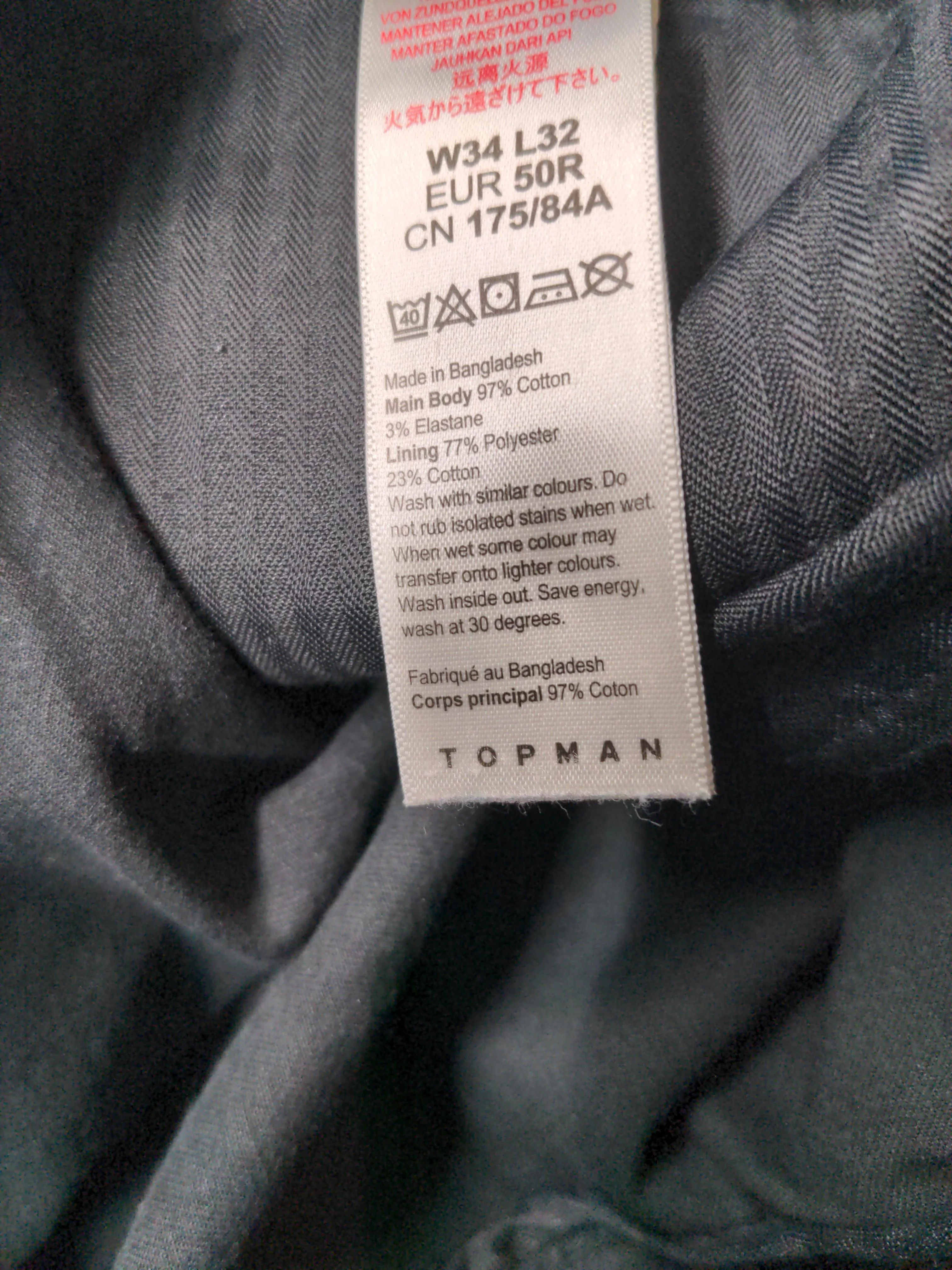 Topman Men's Trousers W 34 in Black Cotton with Elastane, Polyester Chino - Image 8