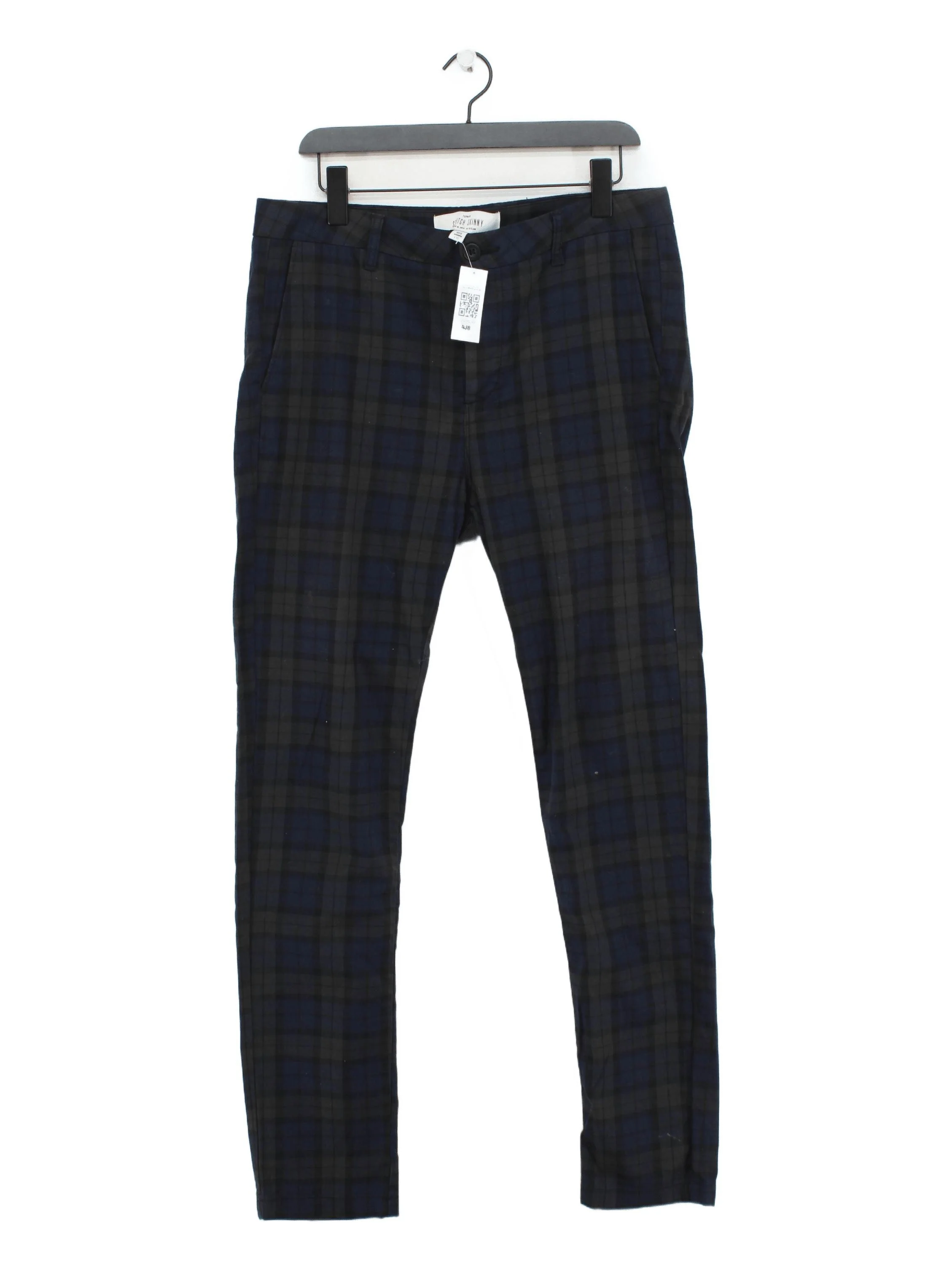 Topman Men's Trousers W 34 in Blue Cotton with Elastane Chino