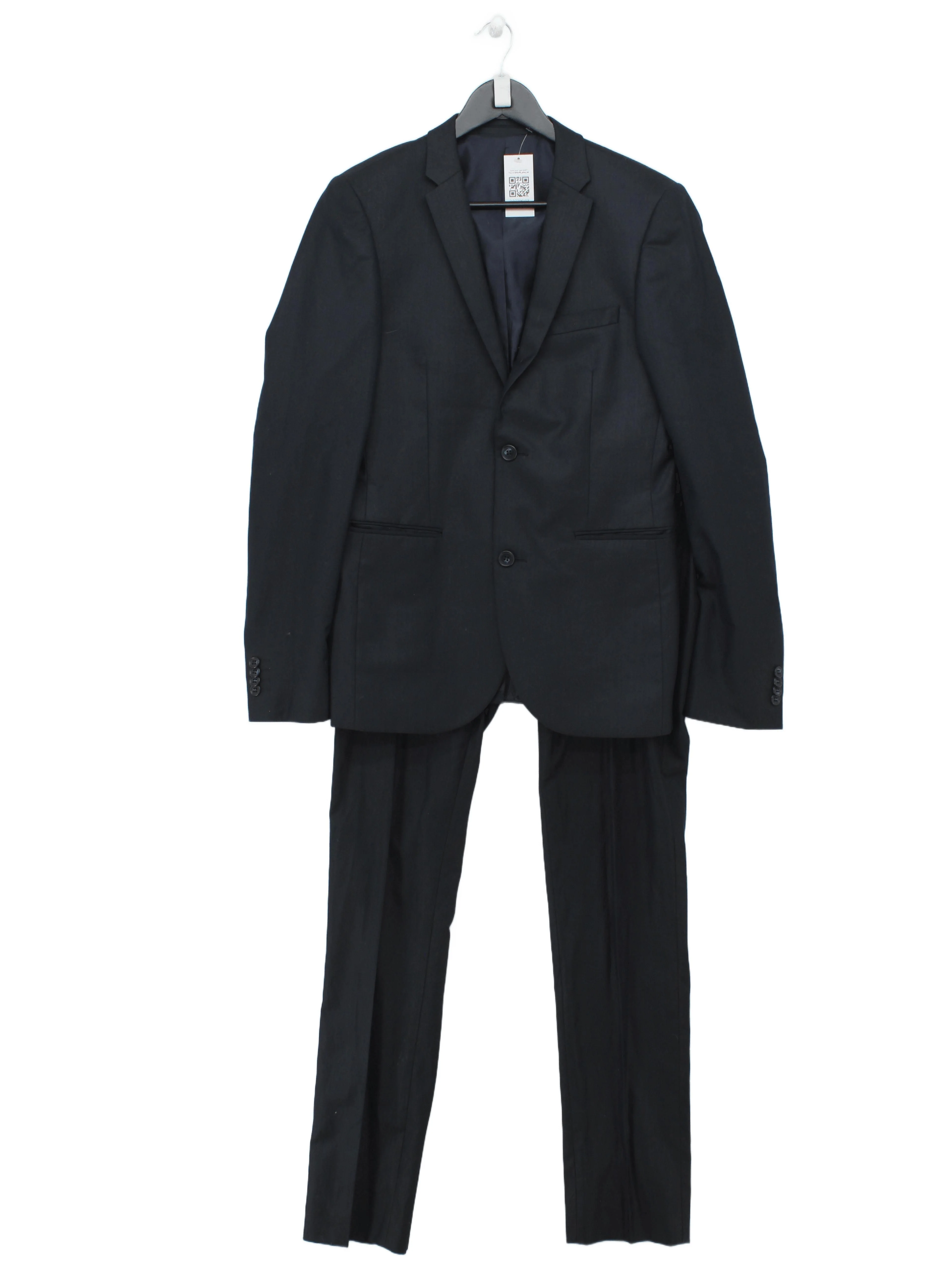 Topman Men's Two Piece Suit Chest: 36 in Blue Polyester