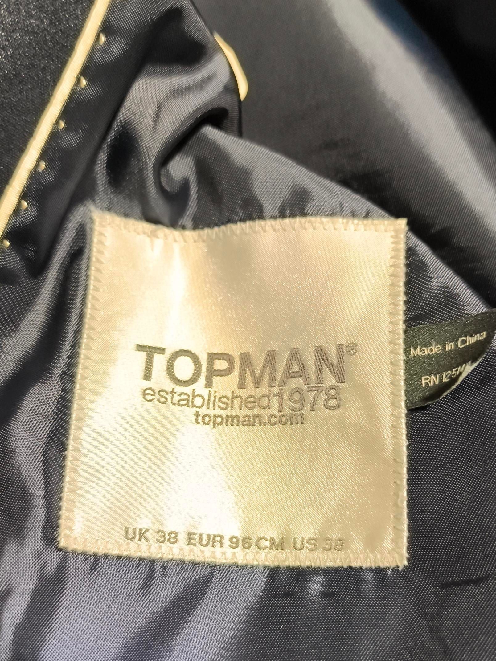 Topman Men's Two Piece Suit Chest: 36 in Blue Polyester - Image 7