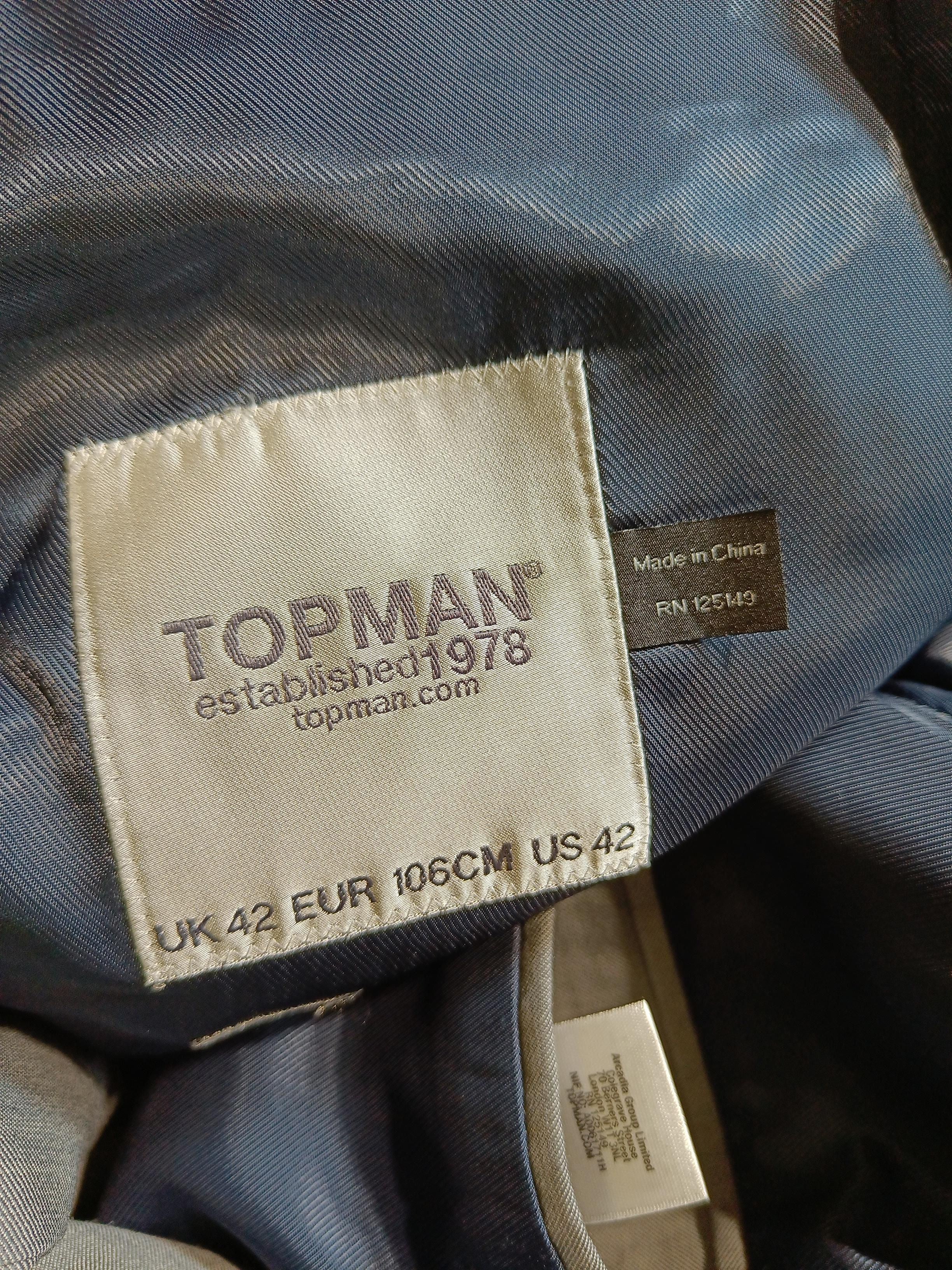 Topman Men's Two Piece Suit Chest: 42 in Grey Wool with Polyester 2 Piece - Image 6