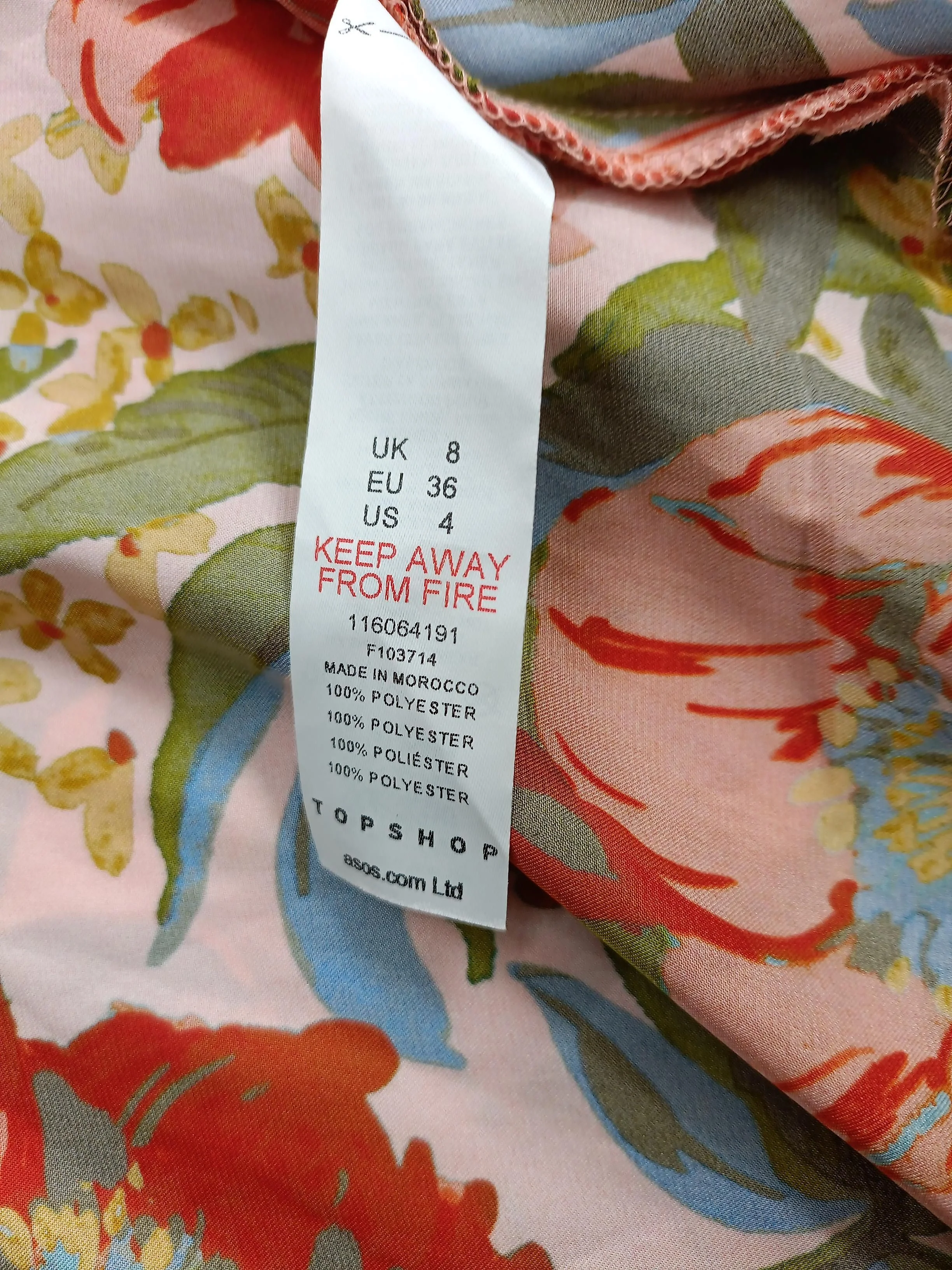 Topshop A-Line Midi Dress UK8 in Multi - Image 6