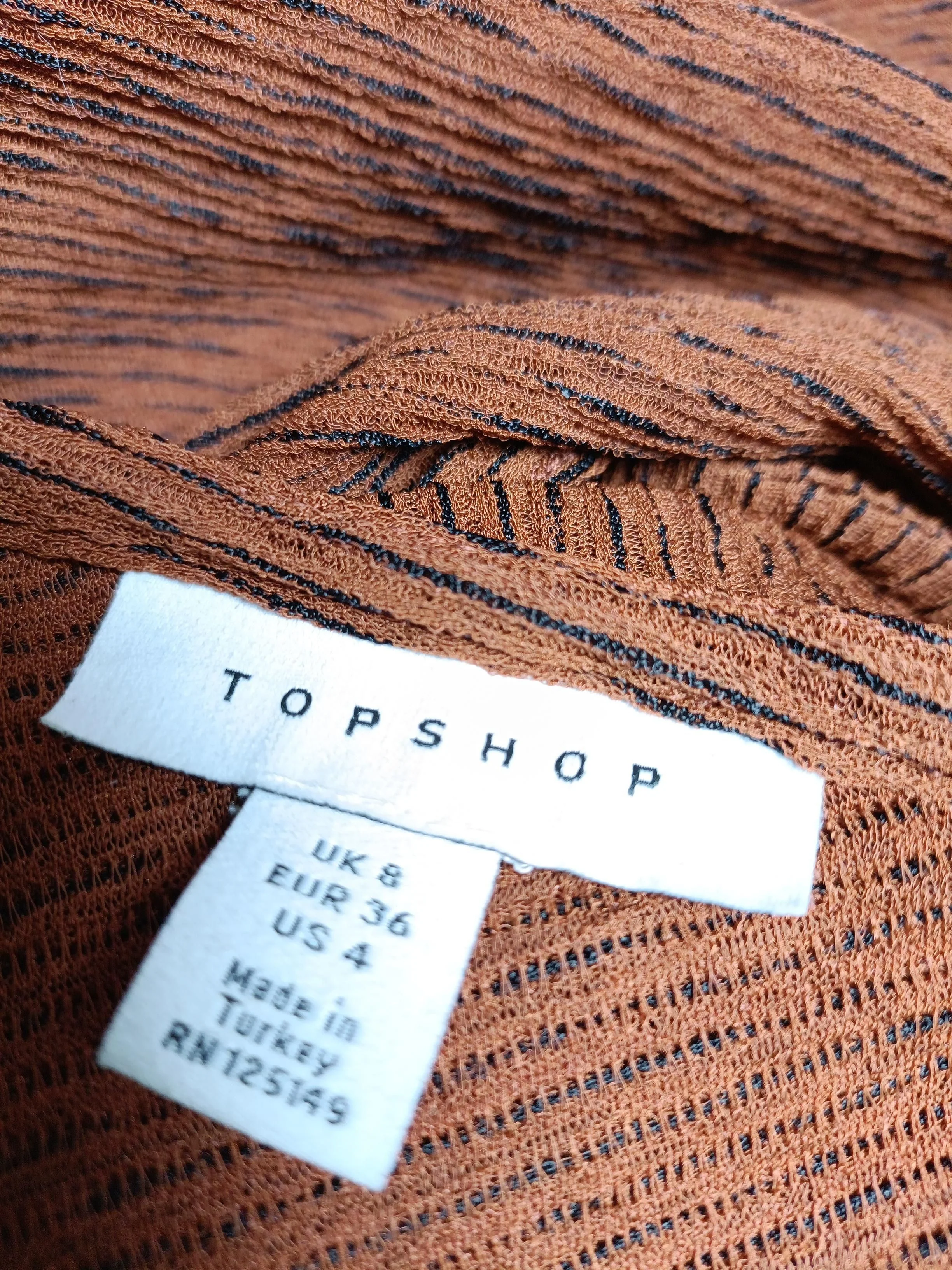 Topshop Bodycon Midi Dress UK8 in Brown - Image 5