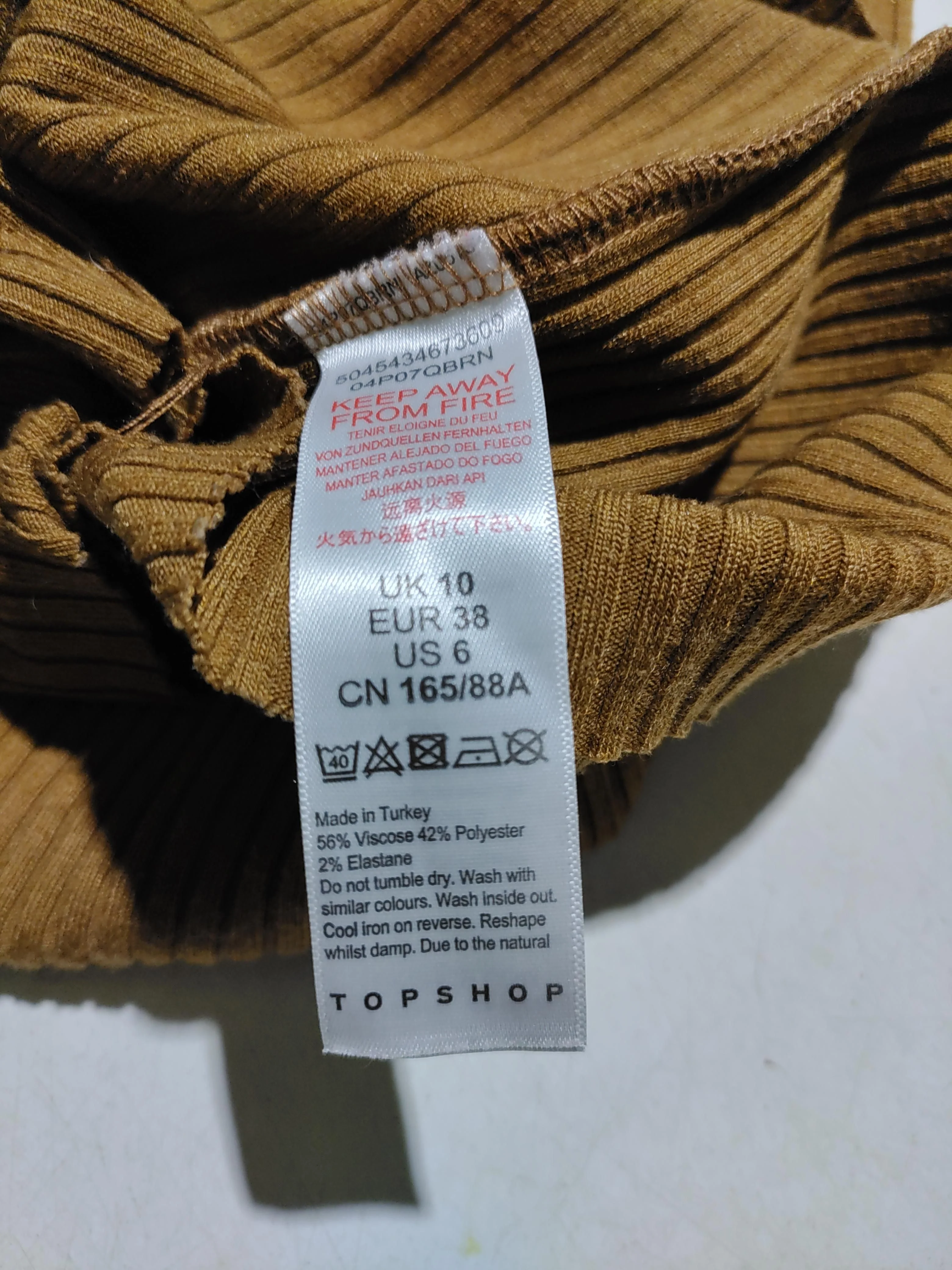 Topshop Bodycon Mini Dress UK10 in Brown - Image 7