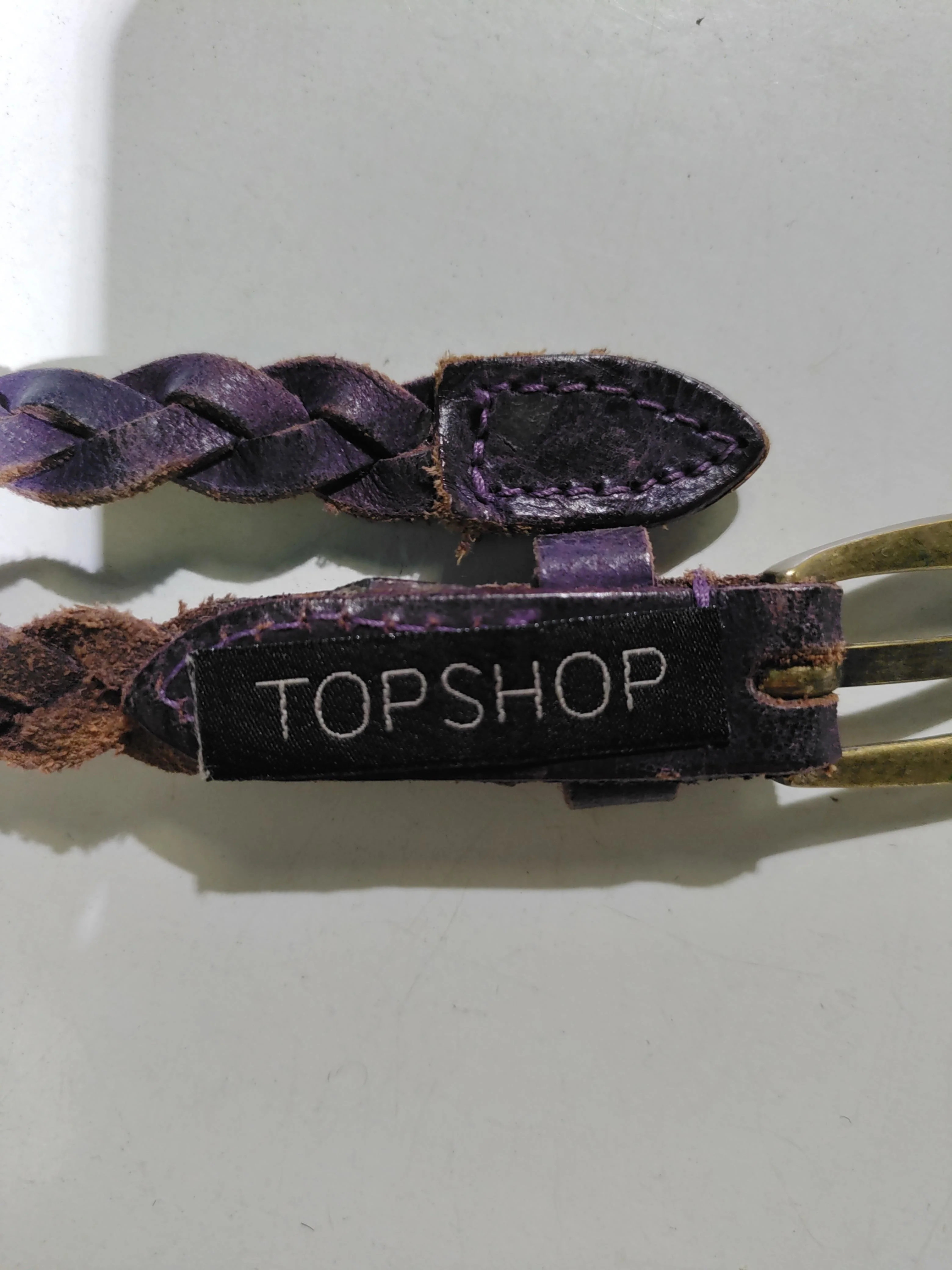 Topshop Men's Belt M Purple 100% Leather Braided/Woven Belt - Image 5