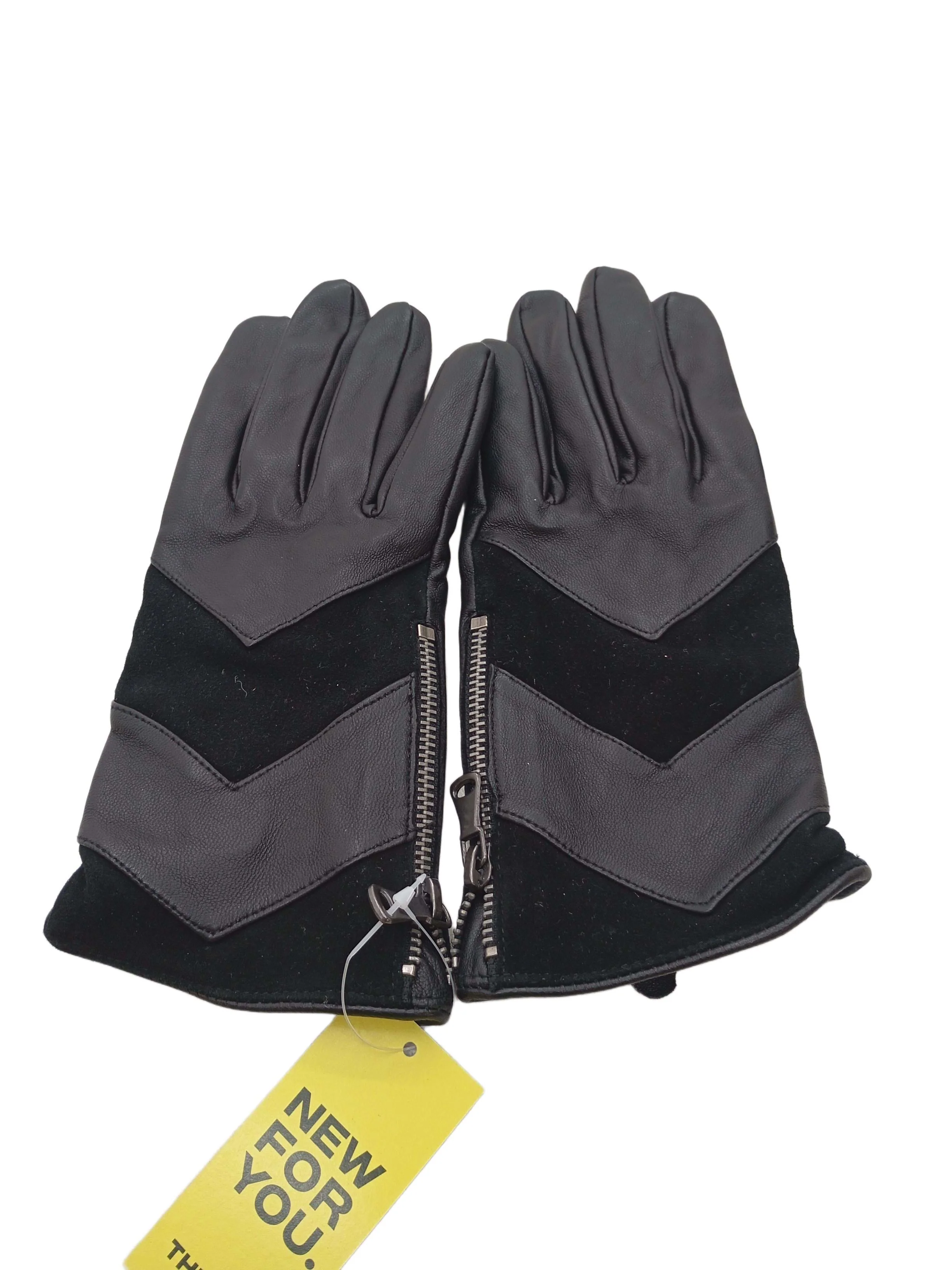 Topshop Men's Gloves M Black Leather with Suede Glove