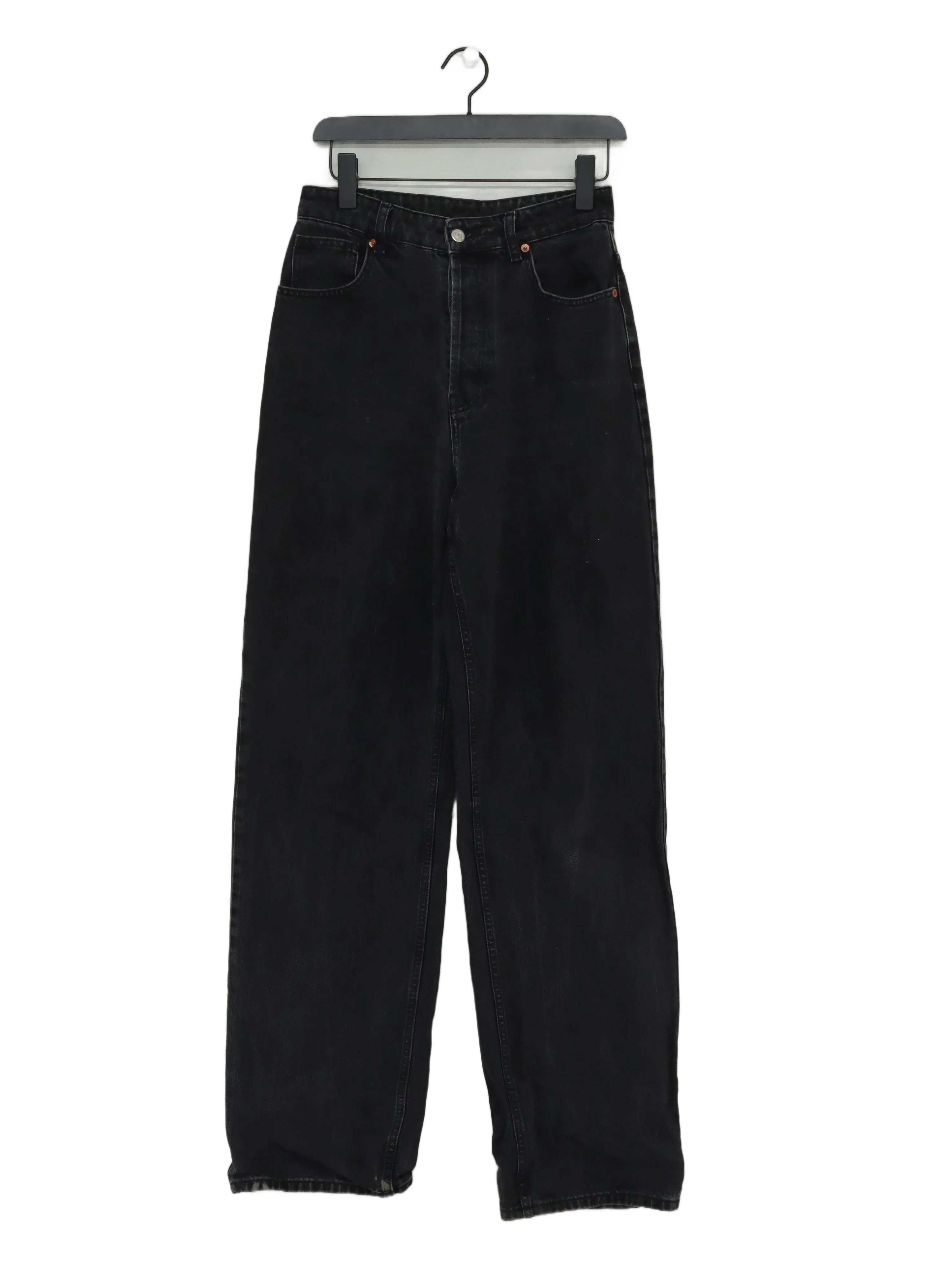 Topshop Men's Jeans W 28 in; L 32 in Black Cotton with Polyester Wide-Leg