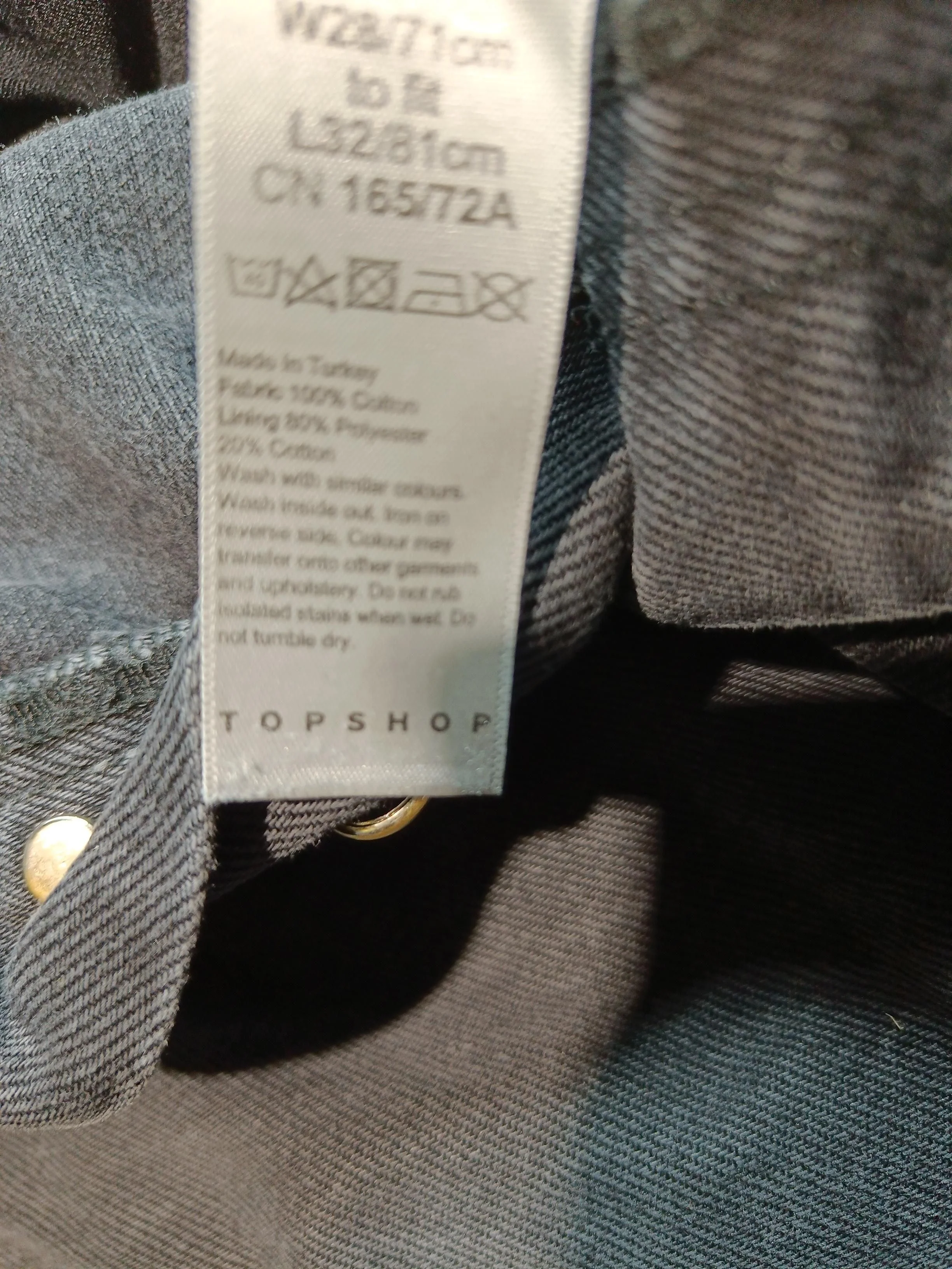 Topshop Men's Jeans W 28 in; L 32 in Black Cotton with Polyester Wide-Leg - Image 6