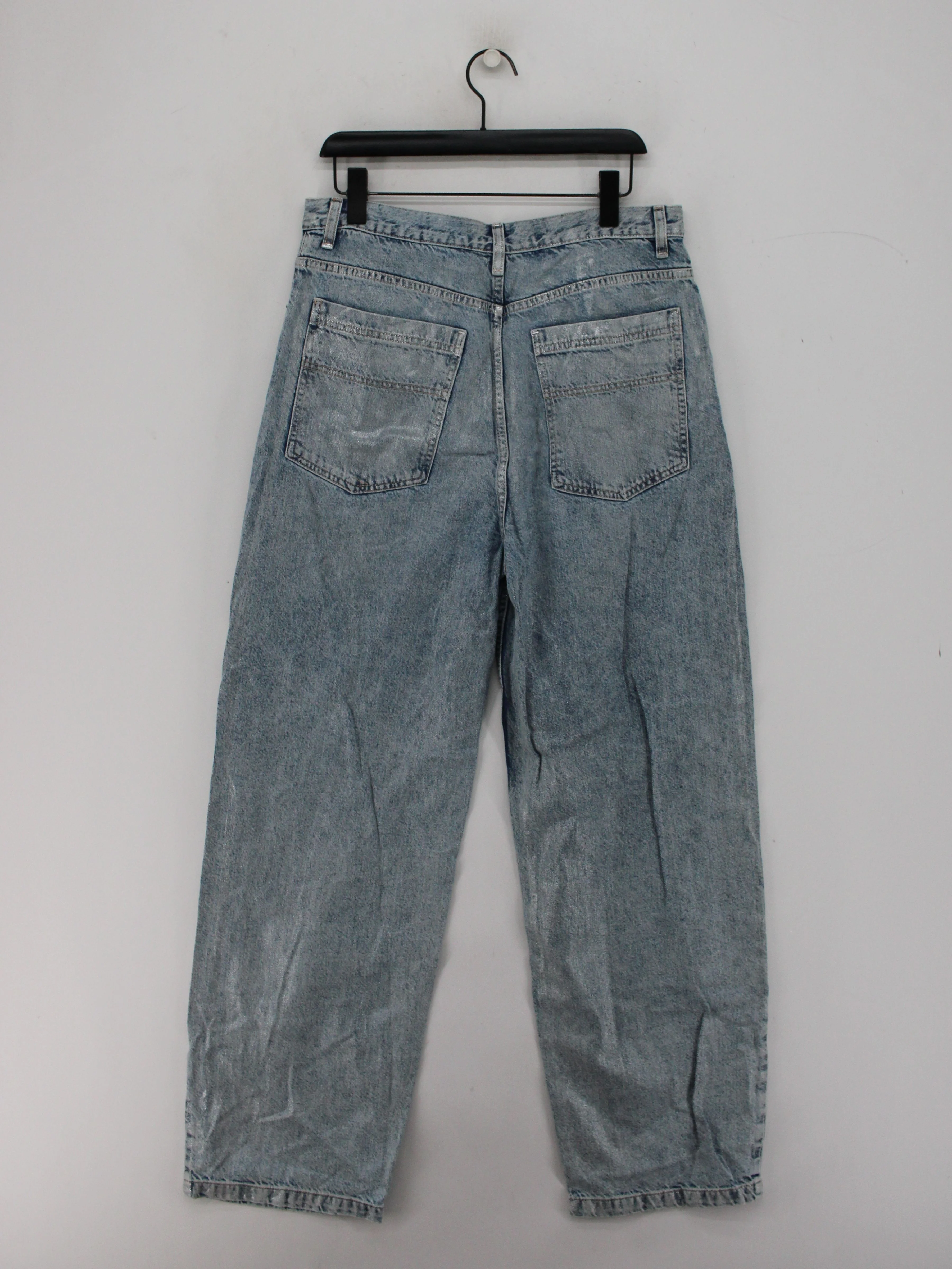 Topshop Men's Jeans W 34 in; L 34 in Blue Cotton with Polyester, Cotton Wide-Leg - Image 2