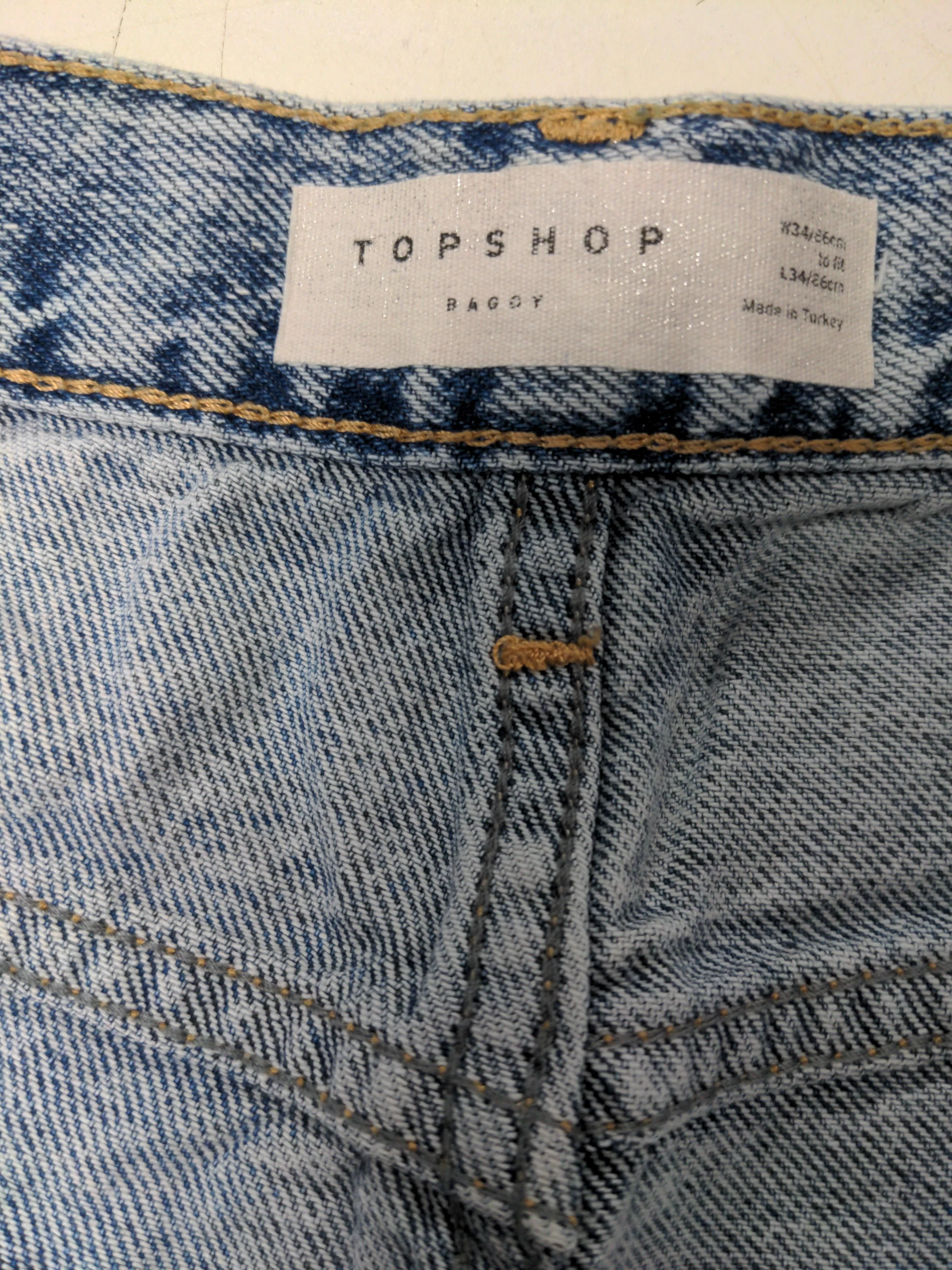 Topshop Men's Jeans W 34 in; L 34 in Blue Cotton with Polyester, Cotton Wide-Leg - Image 5