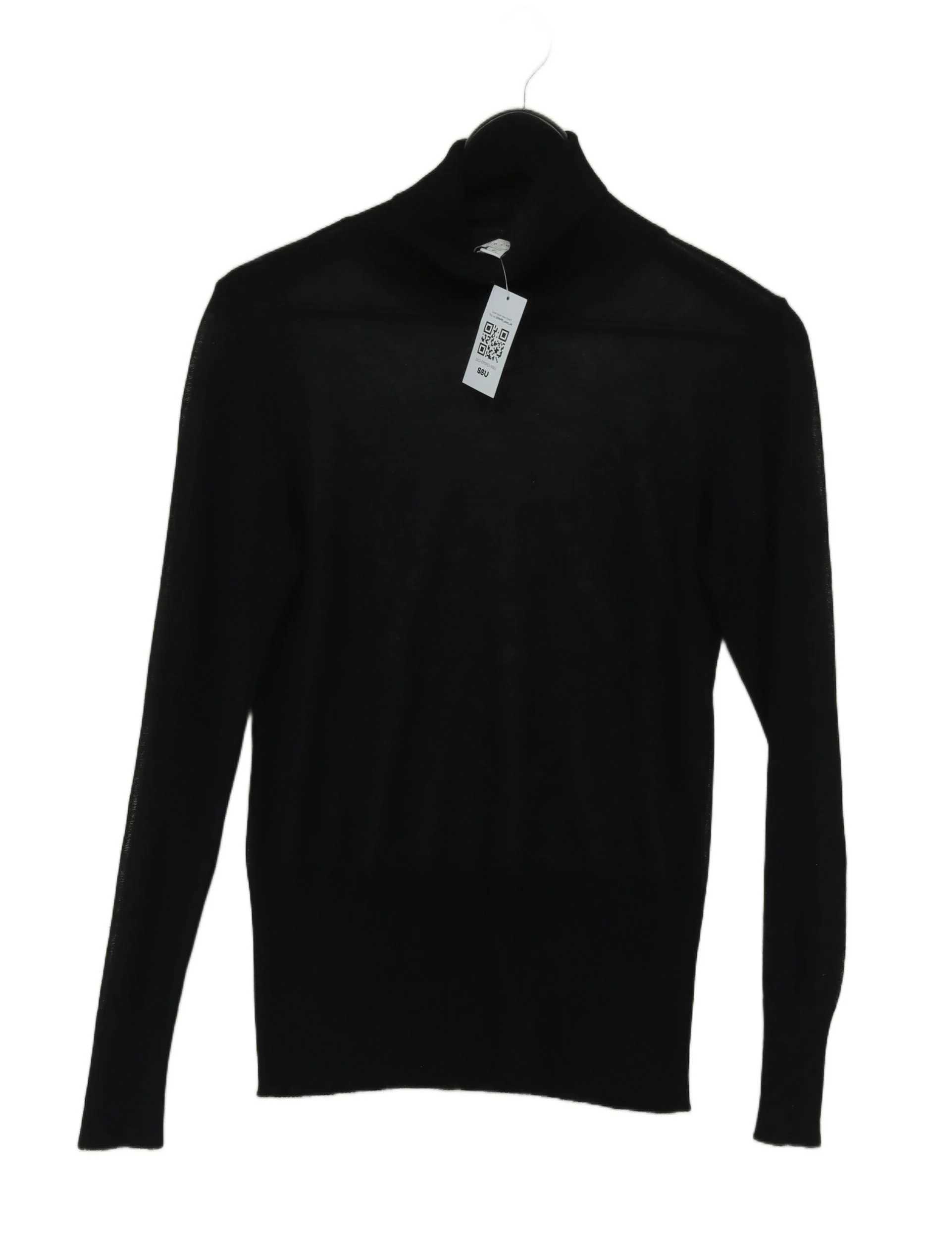Topshop Men's Jumper M Black Viscose with Polyester Roll Neck Pullover