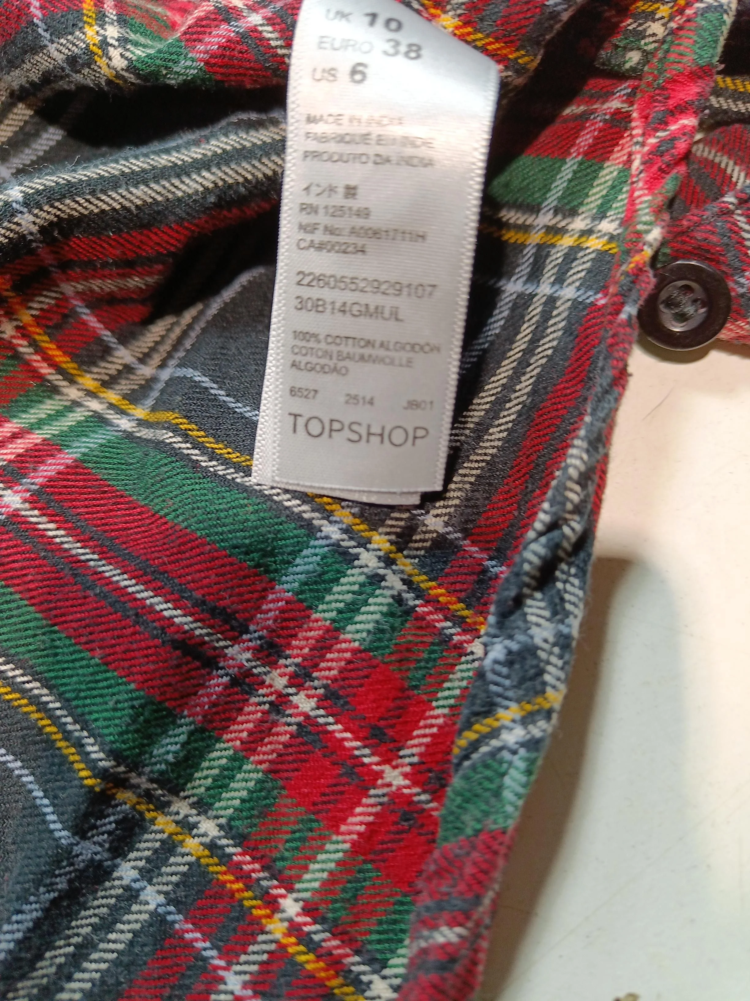 Topshop Men's Shirt S Multi Checkered 100% Cotton Basic - Image 6