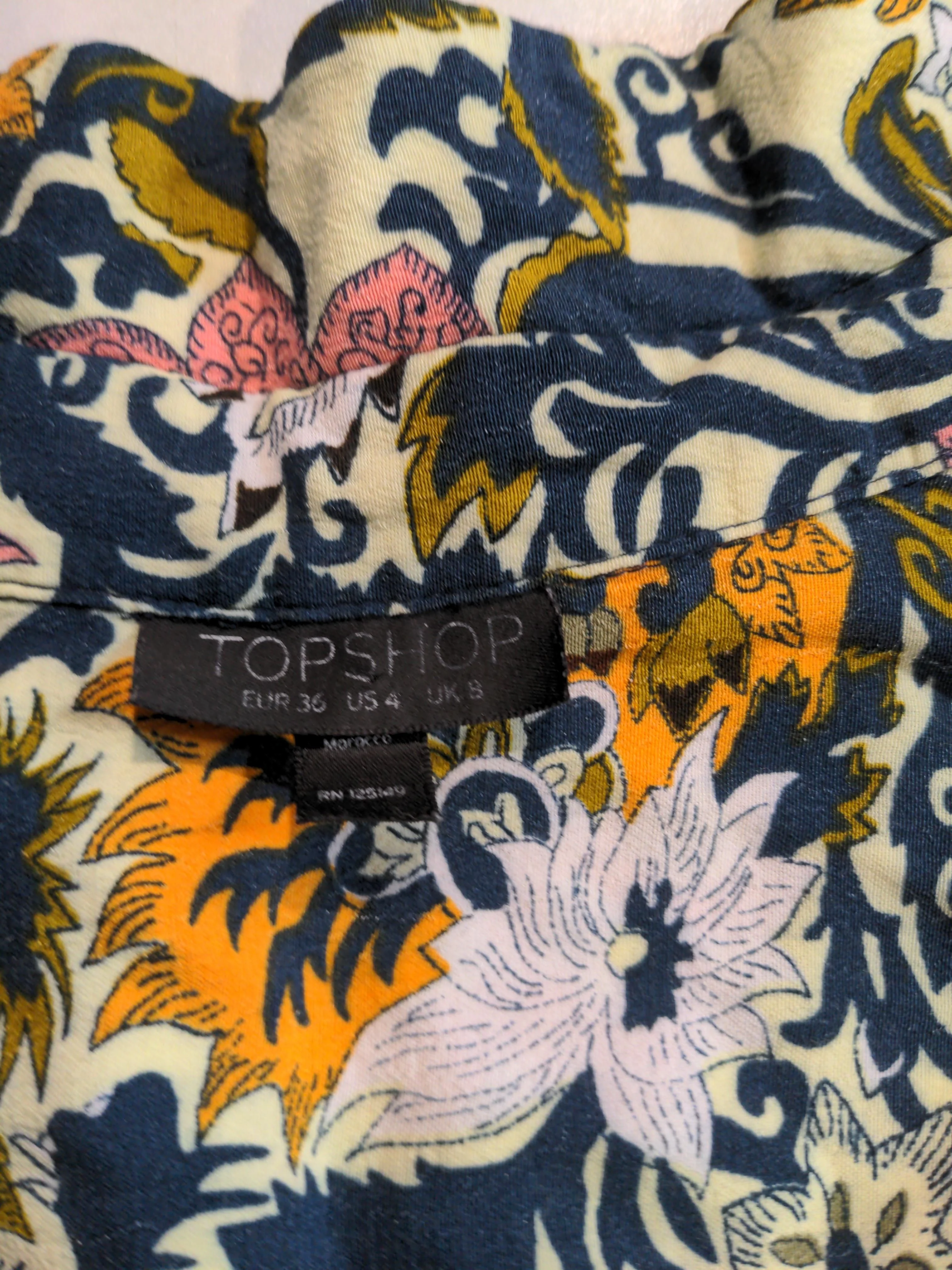Topshop Men's Shirt S Multi Floral 100% Rayon Basic - Image 5