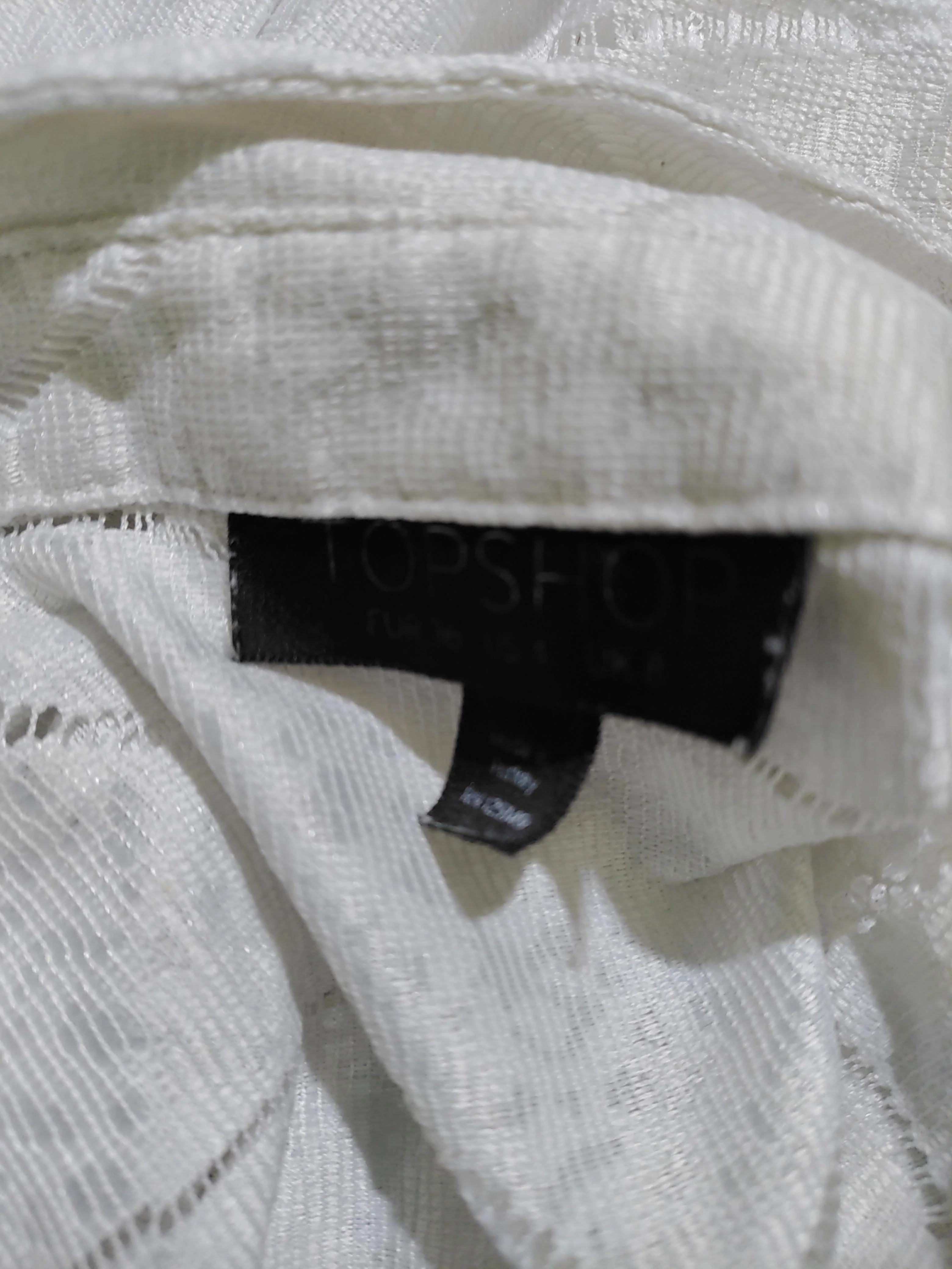 Topshop Men's Shirt S White Geometric 100% Polyester Basic - Image 5