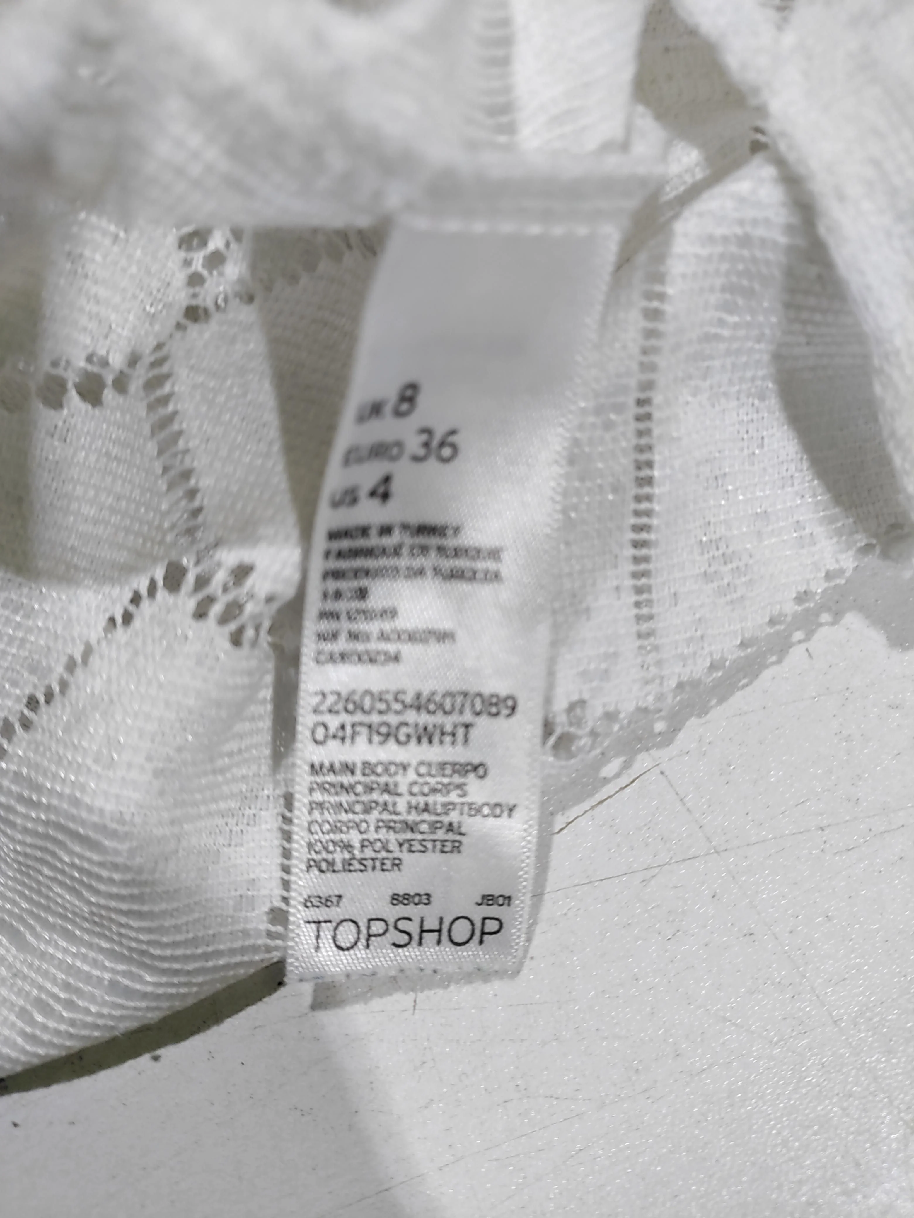 Topshop Men's Shirt S White Geometric 100% Polyester Basic - Image 6