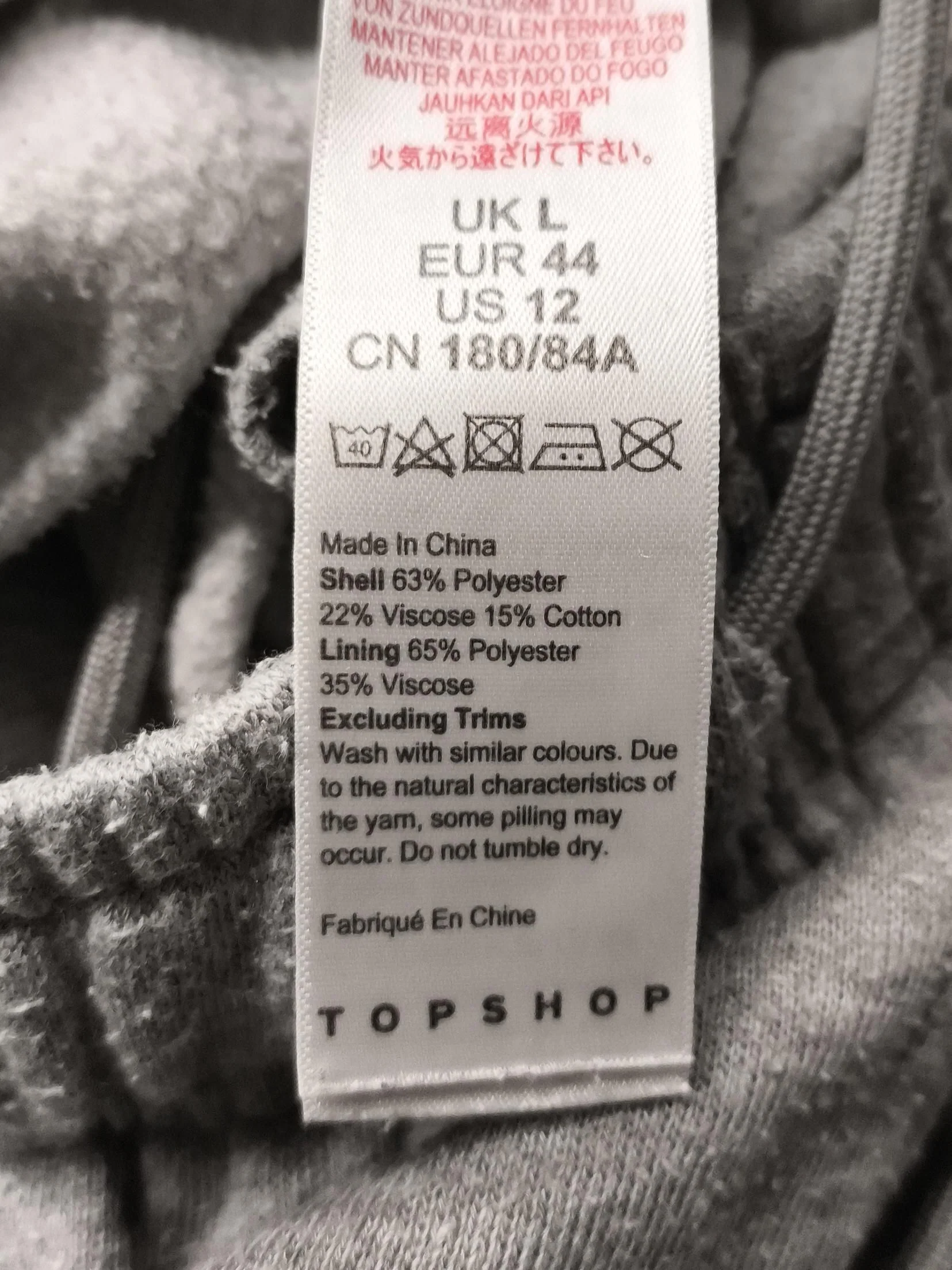 Topshop Men's Sports Bottoms L Grey Polyester with Viscose, Cotton Sweatpants - Image 8