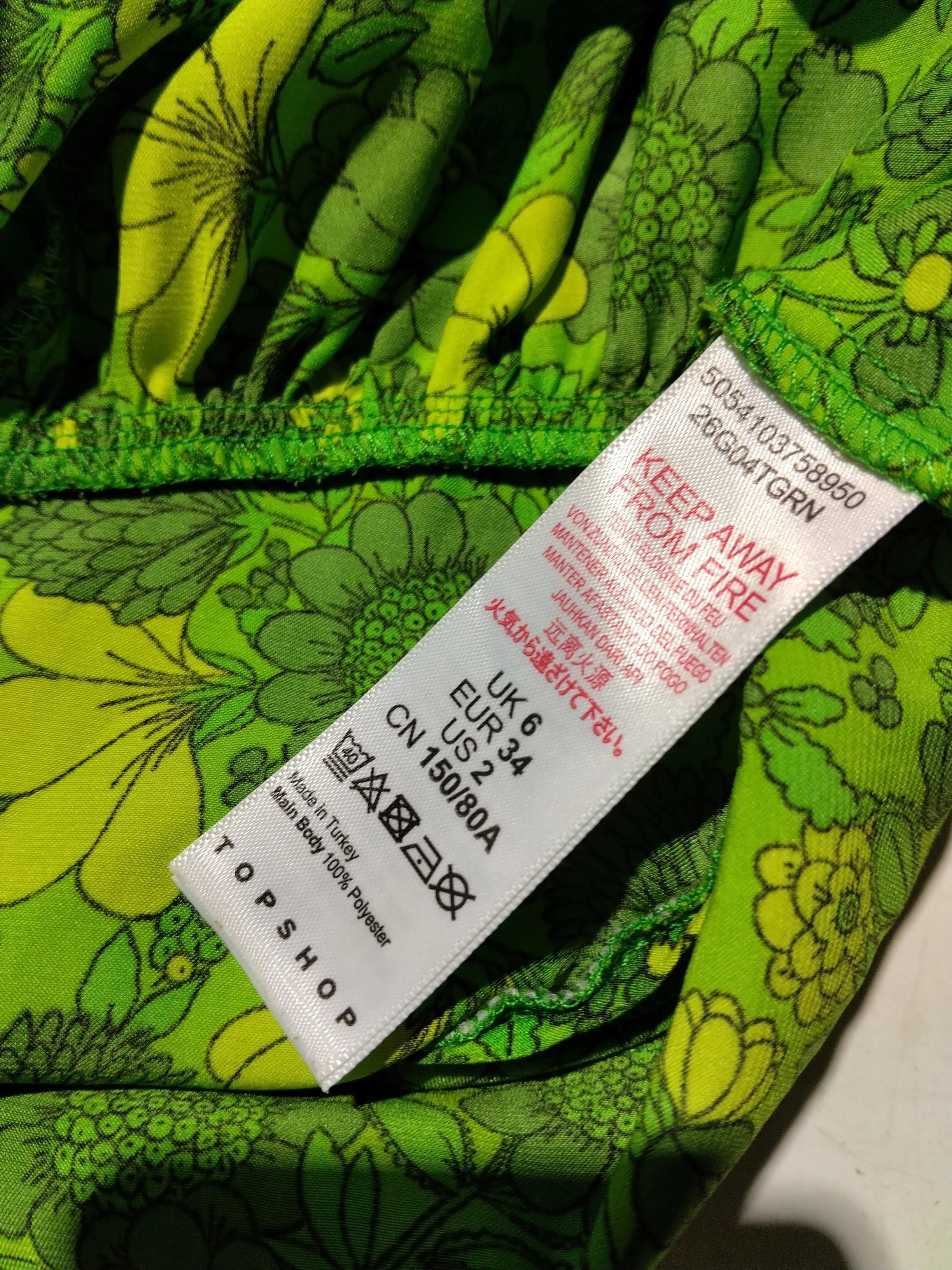 Topshop Mini Dress UK6 in Green - Image 6