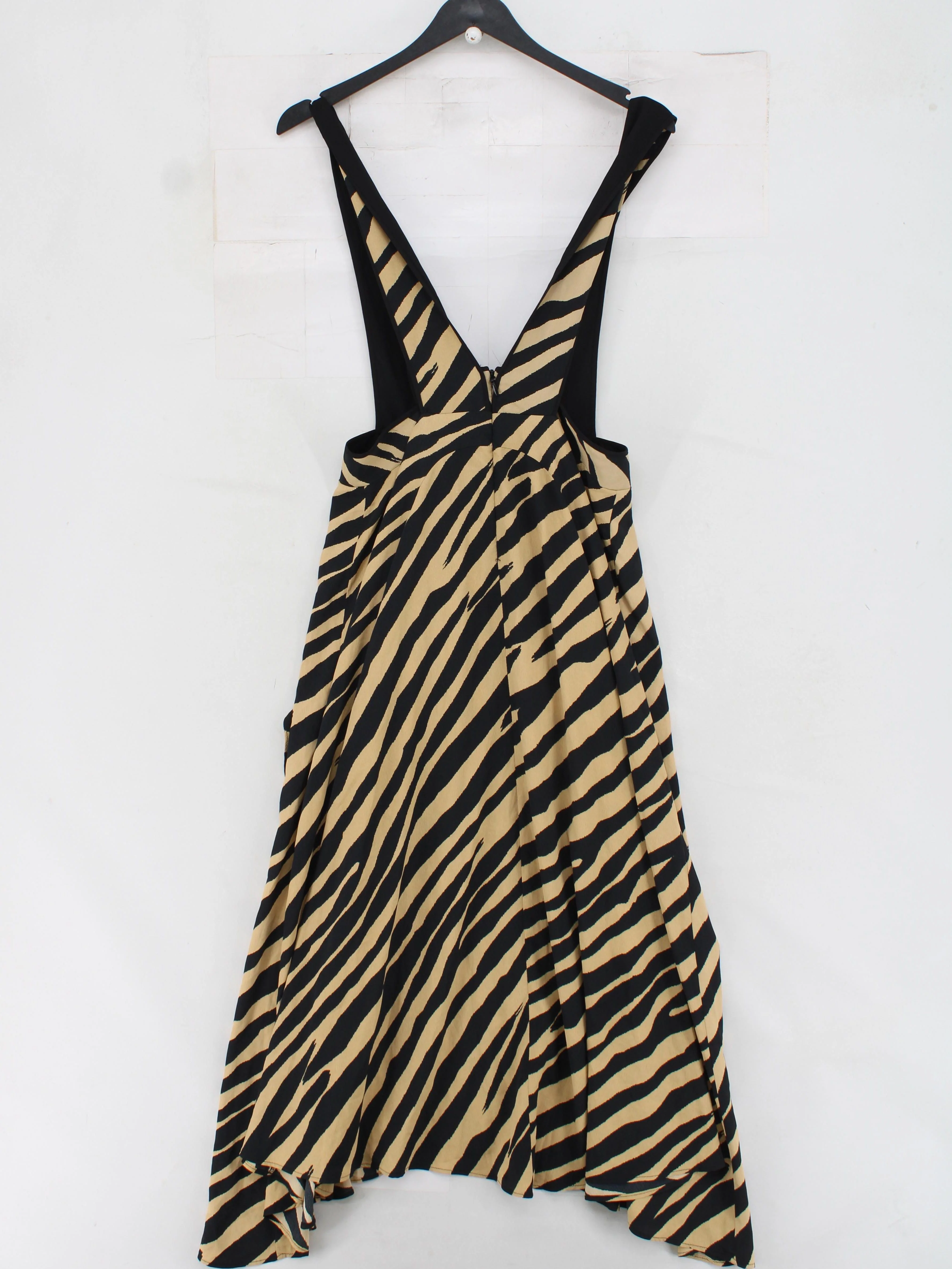 Topshop Pinafore/Dungaree Midi Dress UK12 in Tan - Image 2