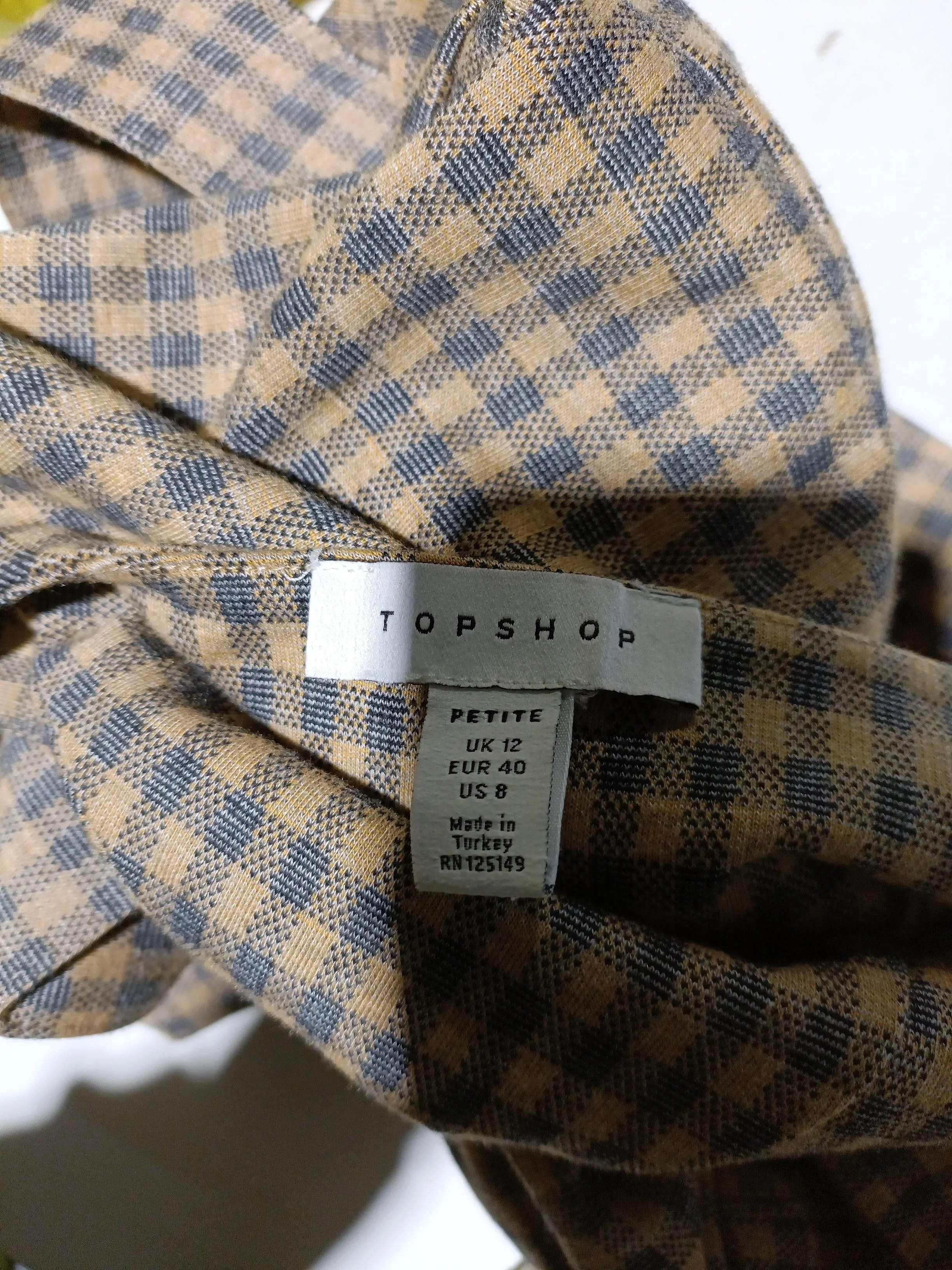 Topshop Pinafore/Dungaree Mini Dress UK12 in Brown - Image 5