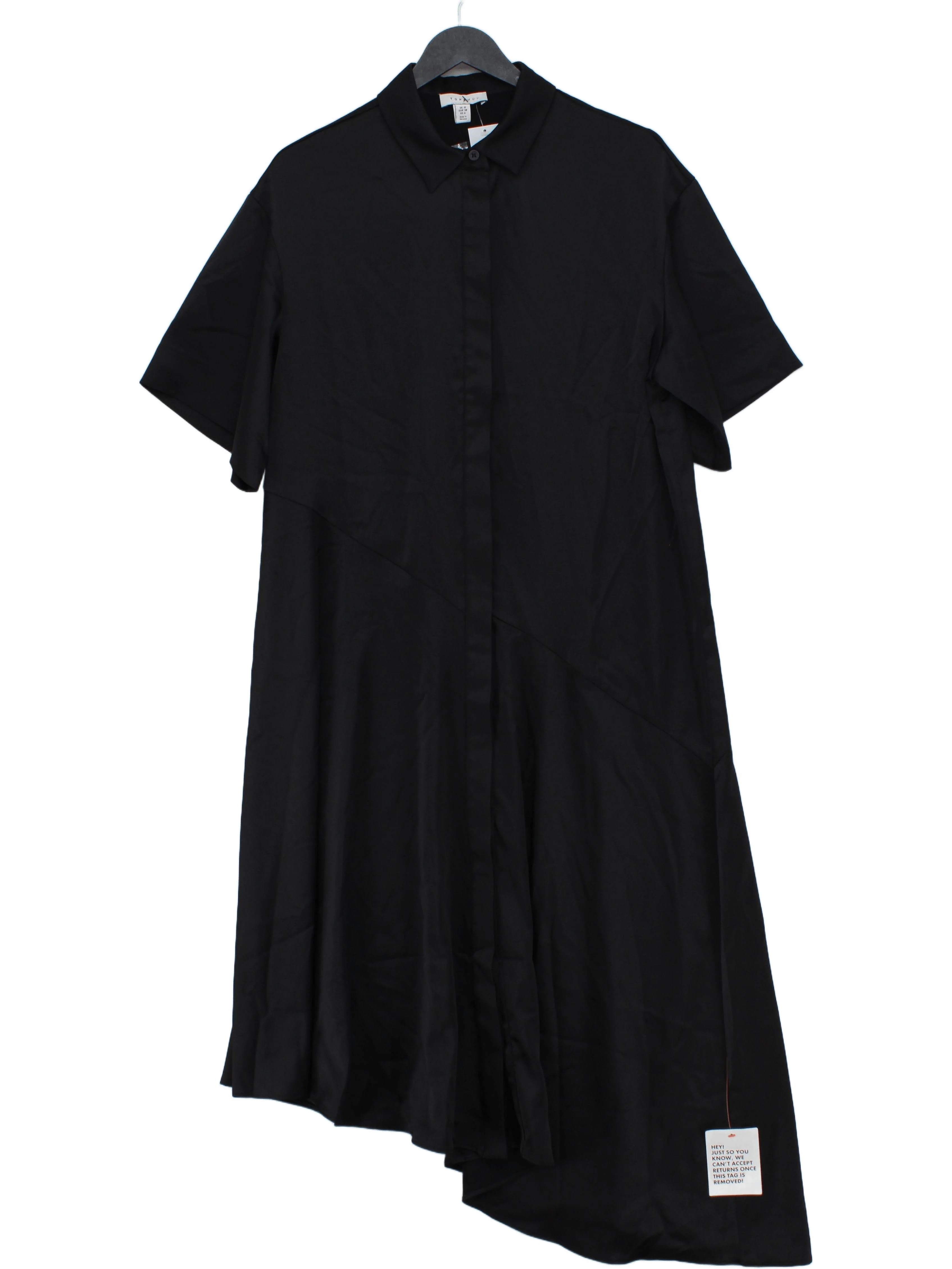 Topshop Shirt Midi Dress UK10 in Black