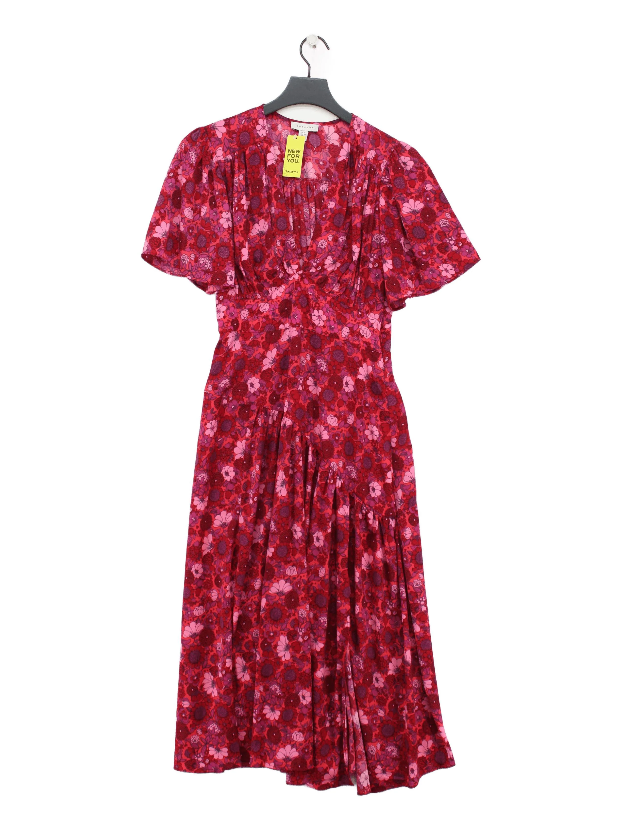 Topshop Shirt Midi Dress UK10 in Red