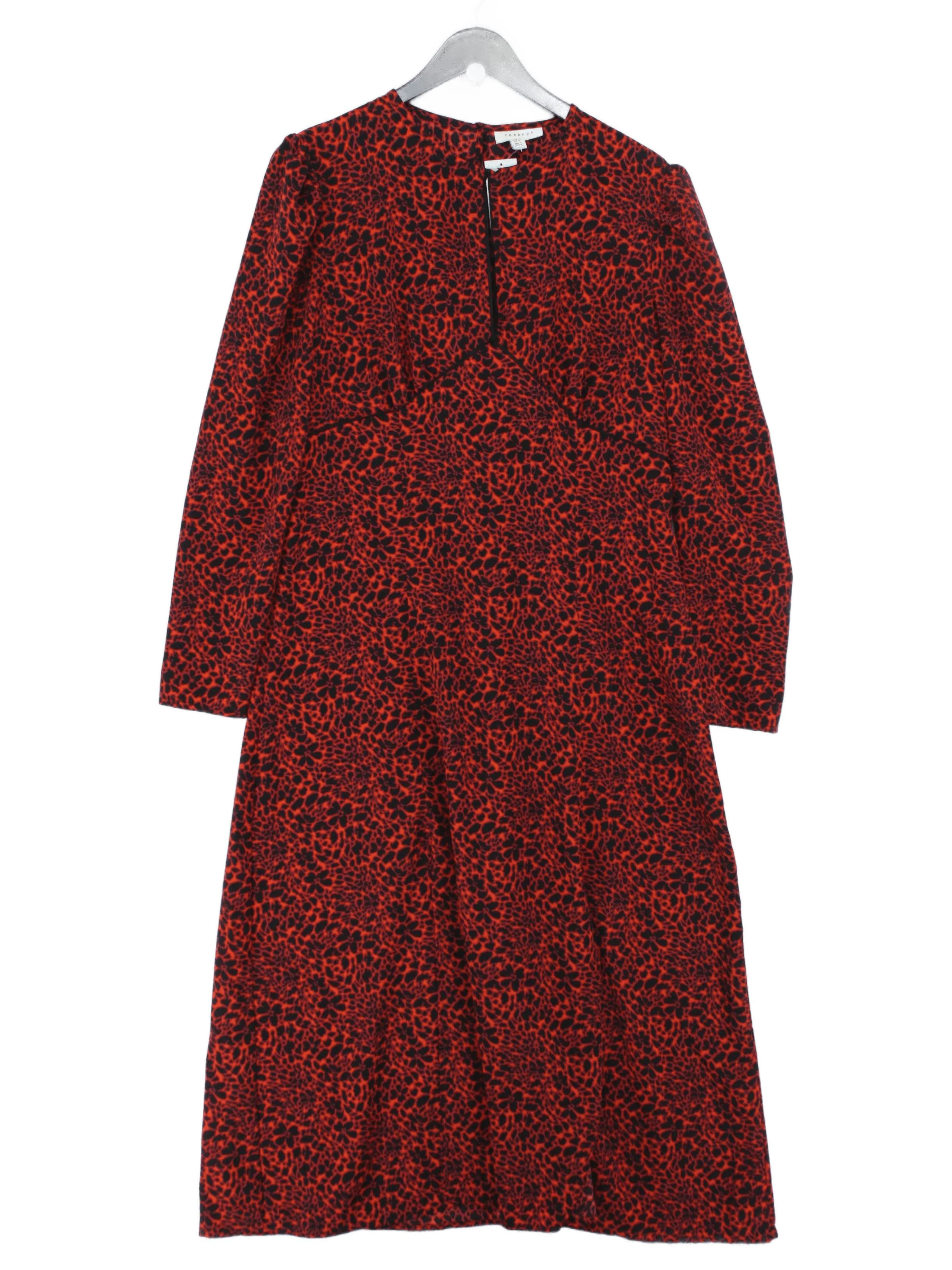 Topshop Shirt Midi Dress UK16 in Red