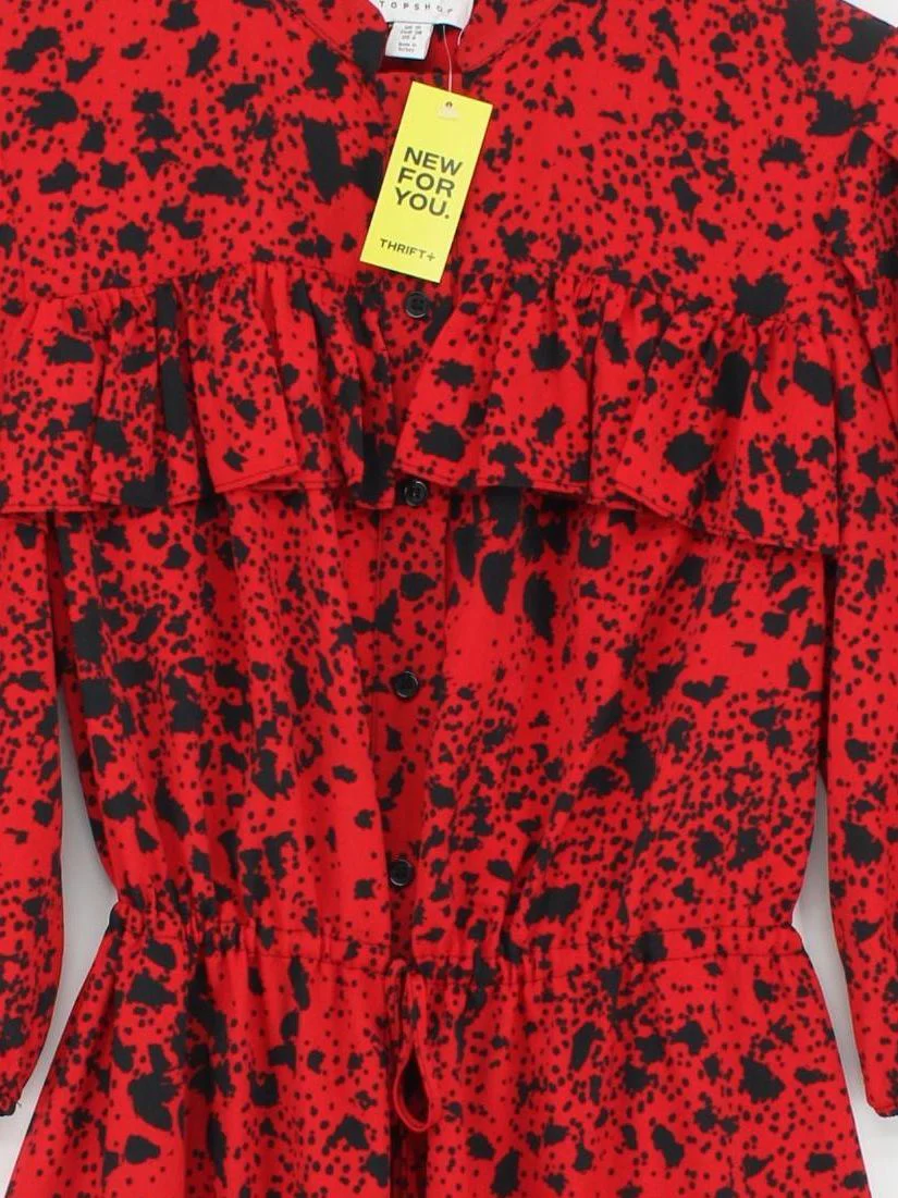 Topshop Shirt Mini Dress UK10 in Red - Image 3