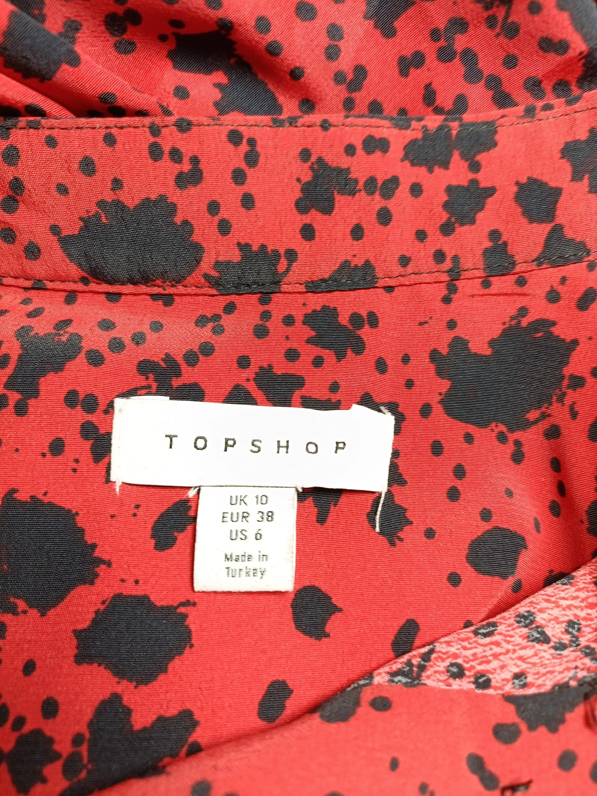 Topshop Shirt Mini Dress UK10 in Red - Image 5