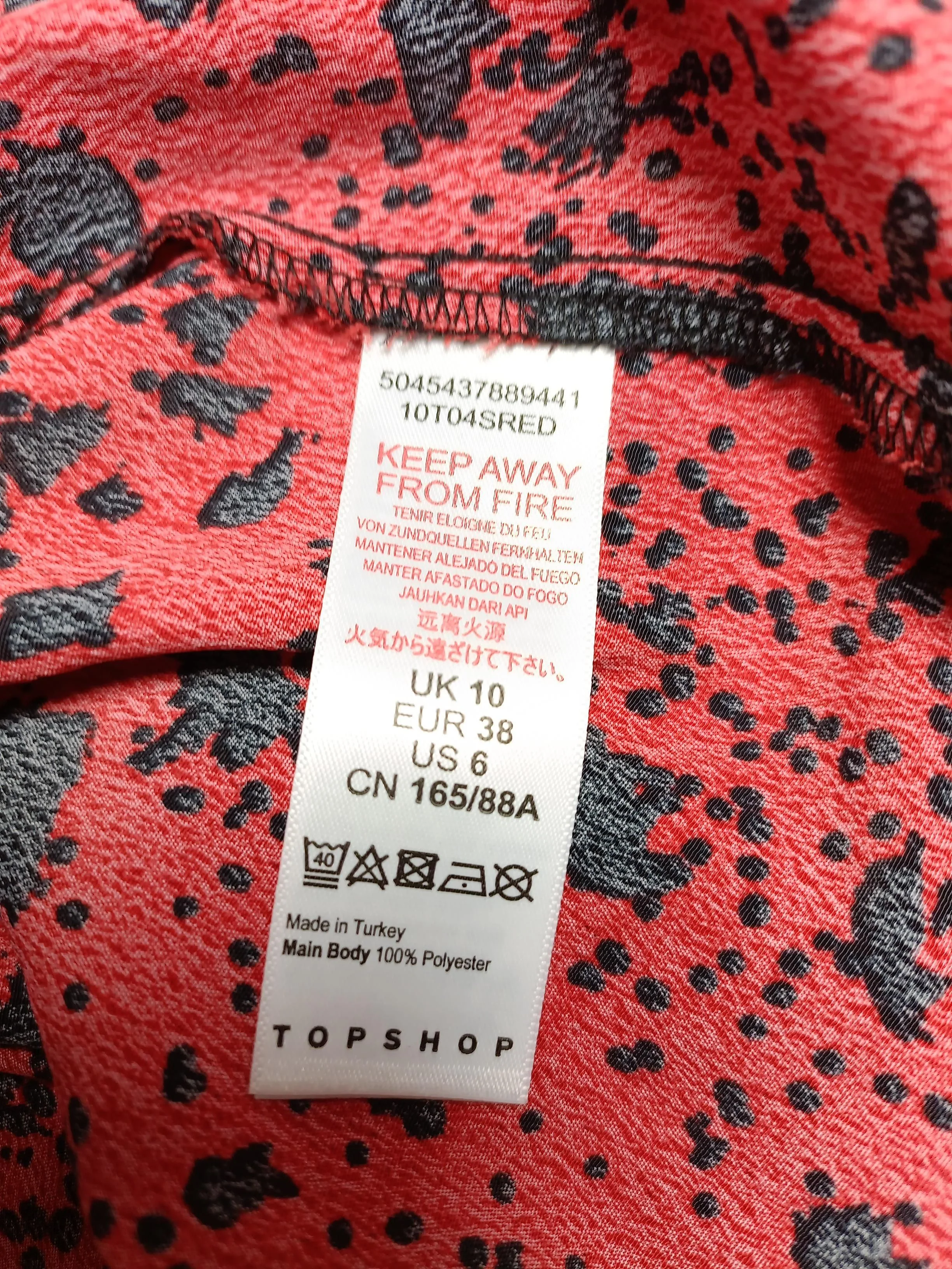 Topshop Shirt Mini Dress UK10 in Red - Image 6