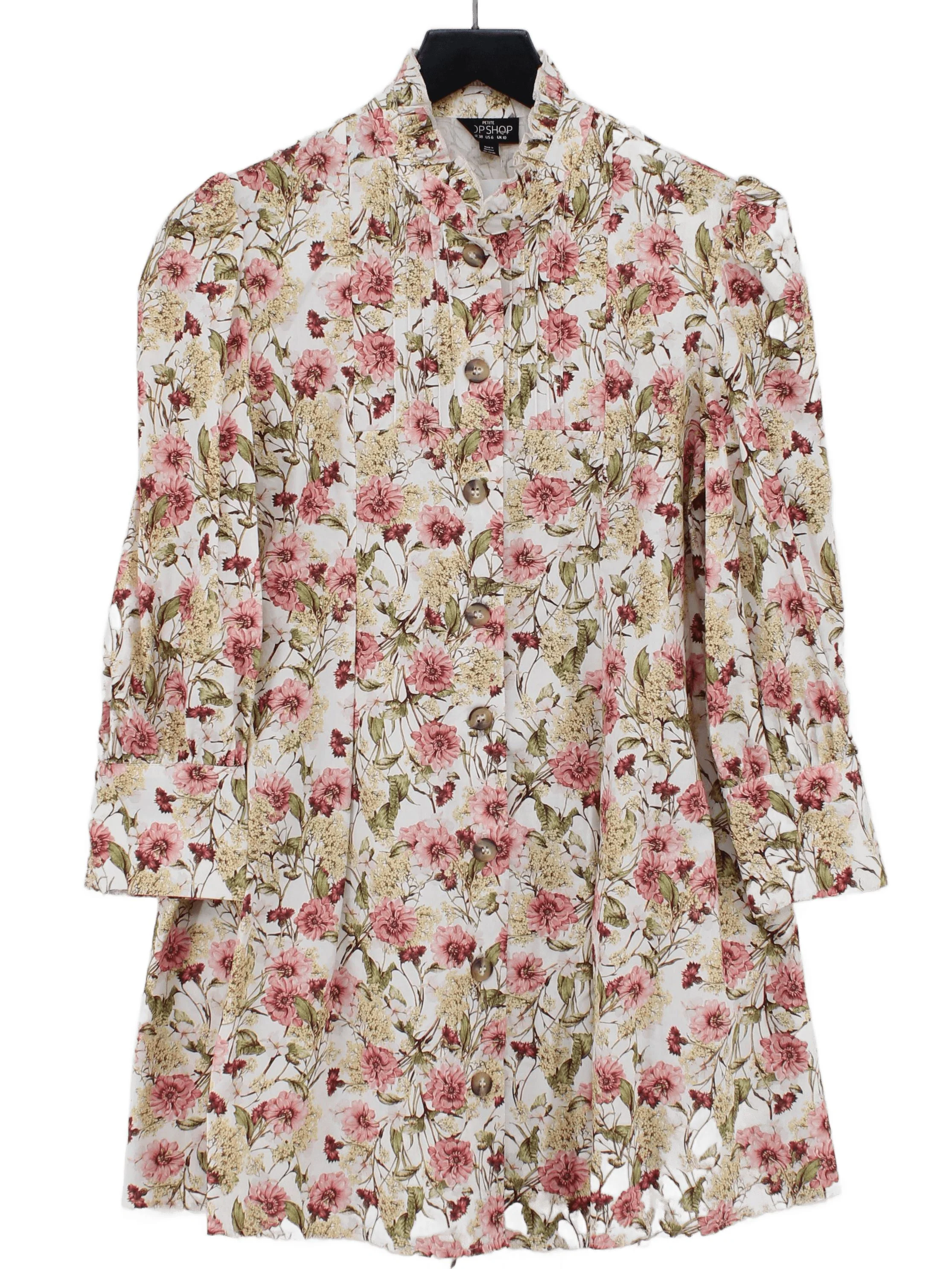 Topshop Shirt Mini Dress UK10 in White