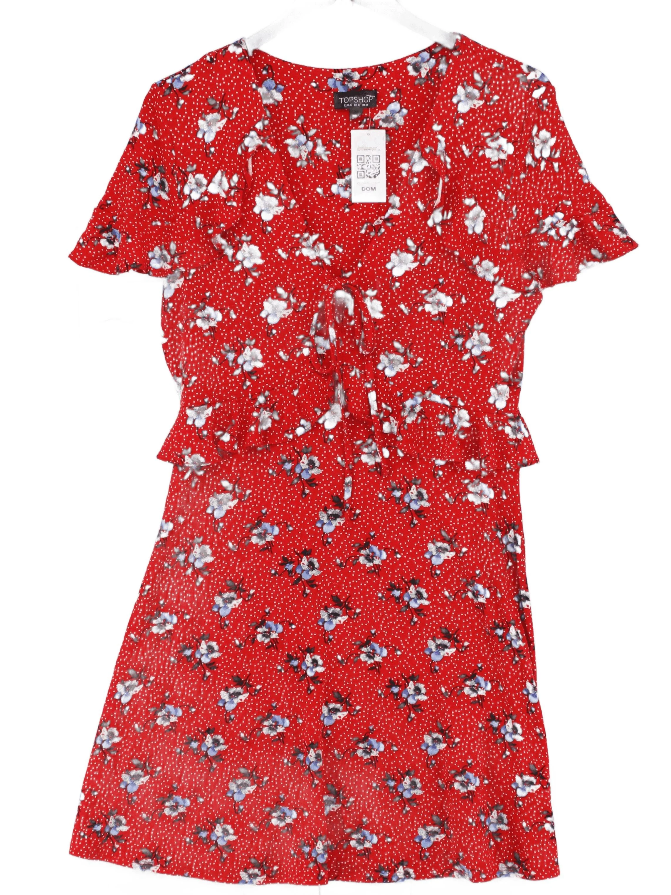 Topshop Shirt Mini Dress UK14 in Red