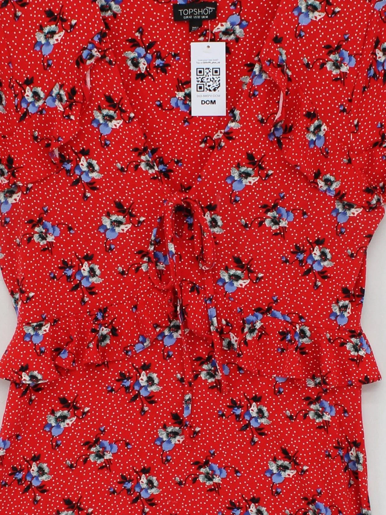 Topshop Shirt Mini Dress UK14 in Red - Image 3